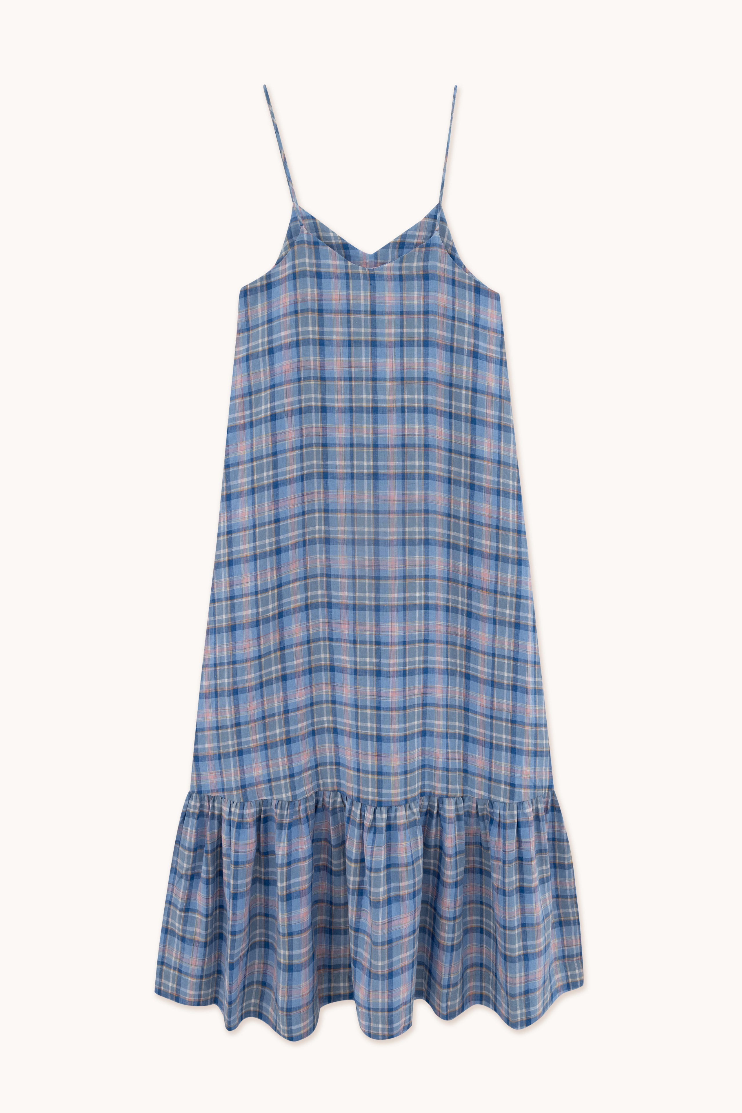 CHECK RUFFLE DRESS