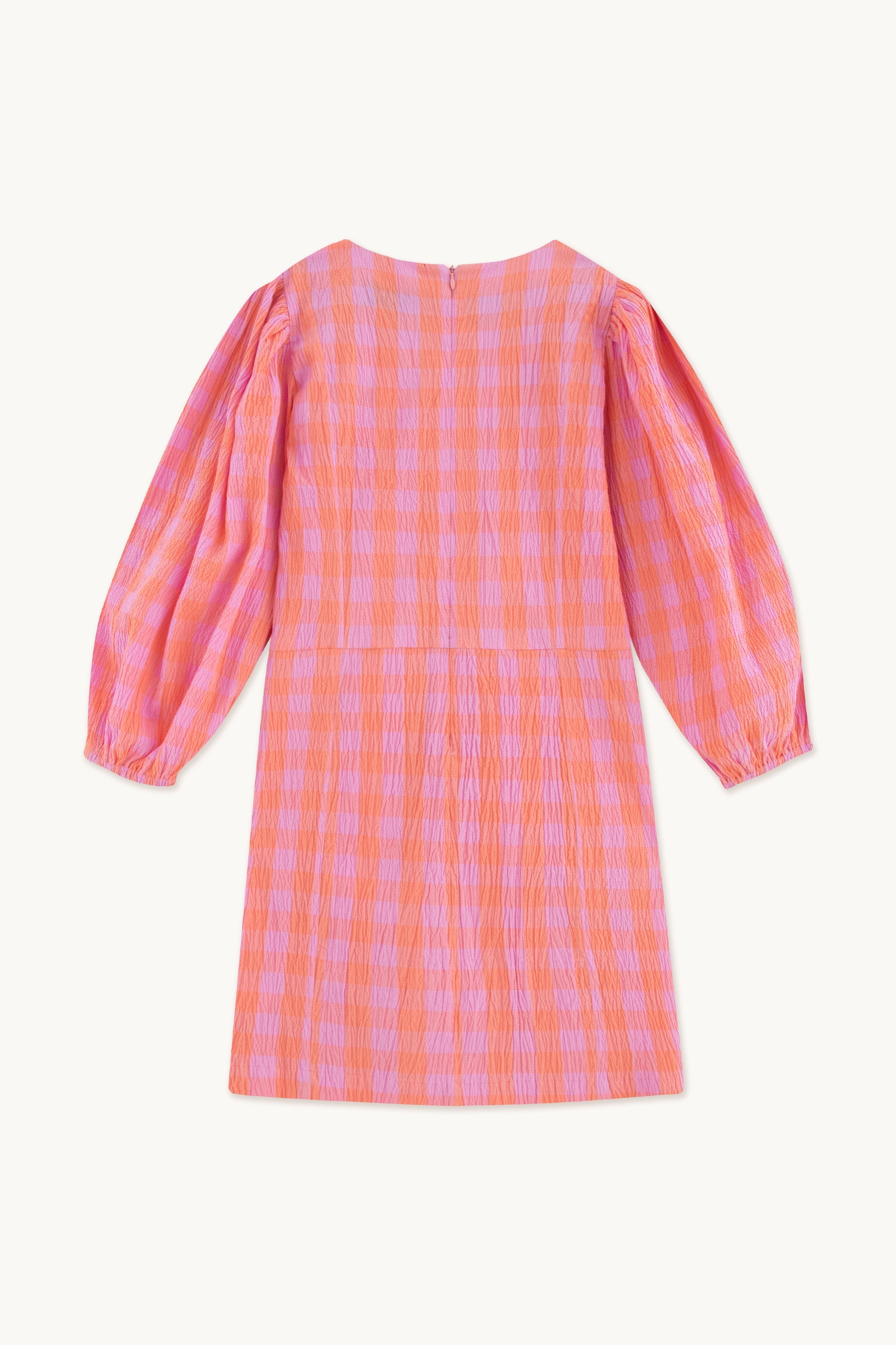 CHECK KLEID MIT PUFFÄRMELN