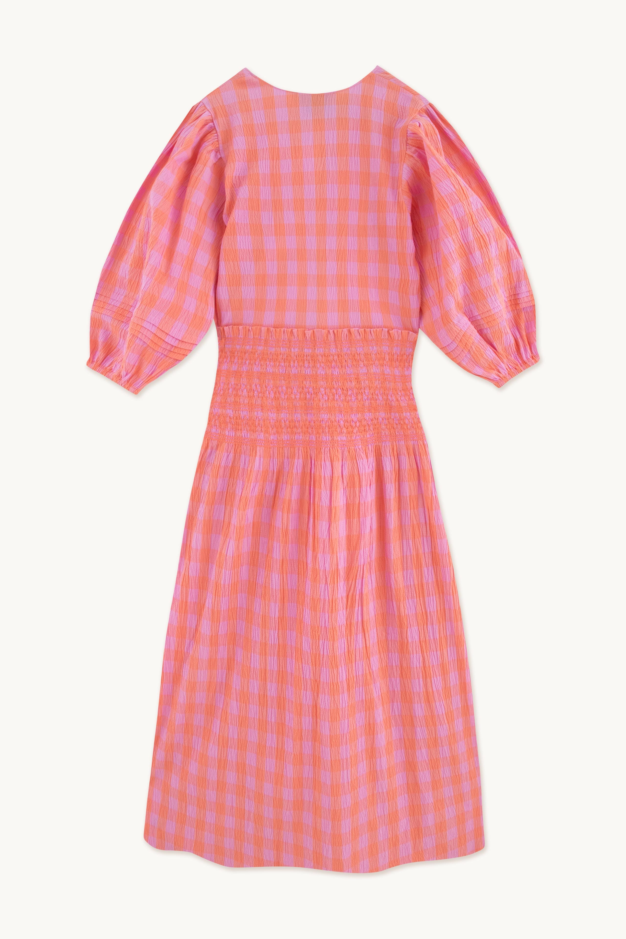 CHECK V-NECK DRESS
