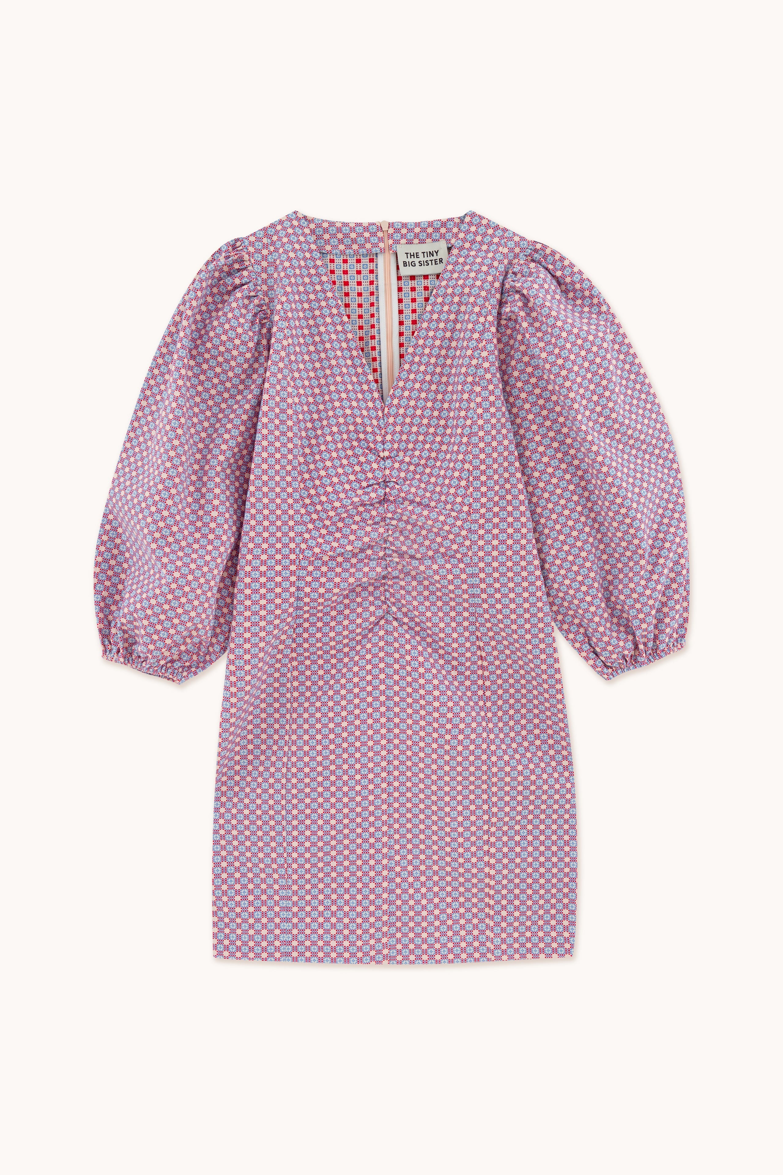 JACQUARD-KLEID MIT PUFFÄRMELN
