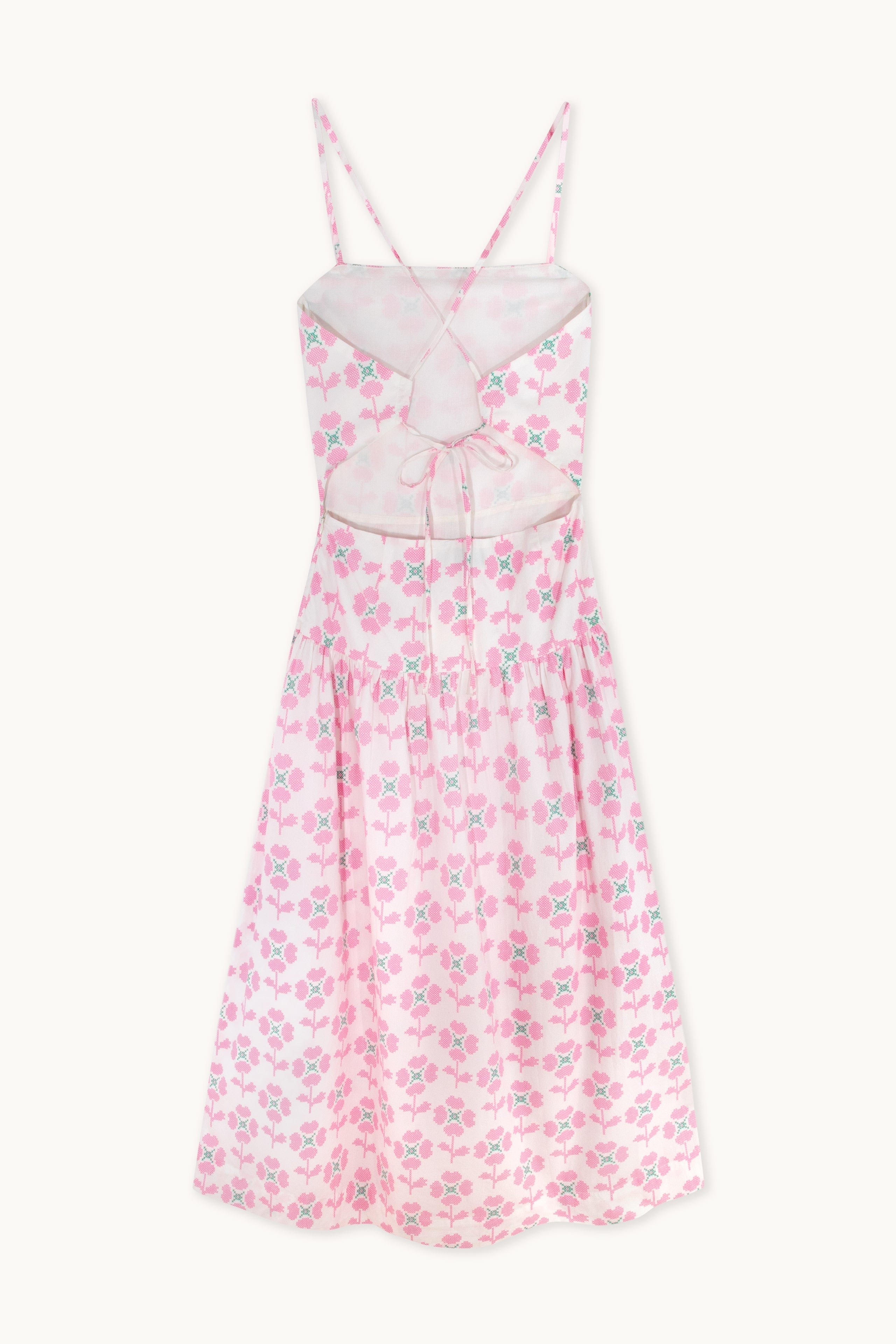 CROSS STITCH FLOWERS OPEN BACK DRESS