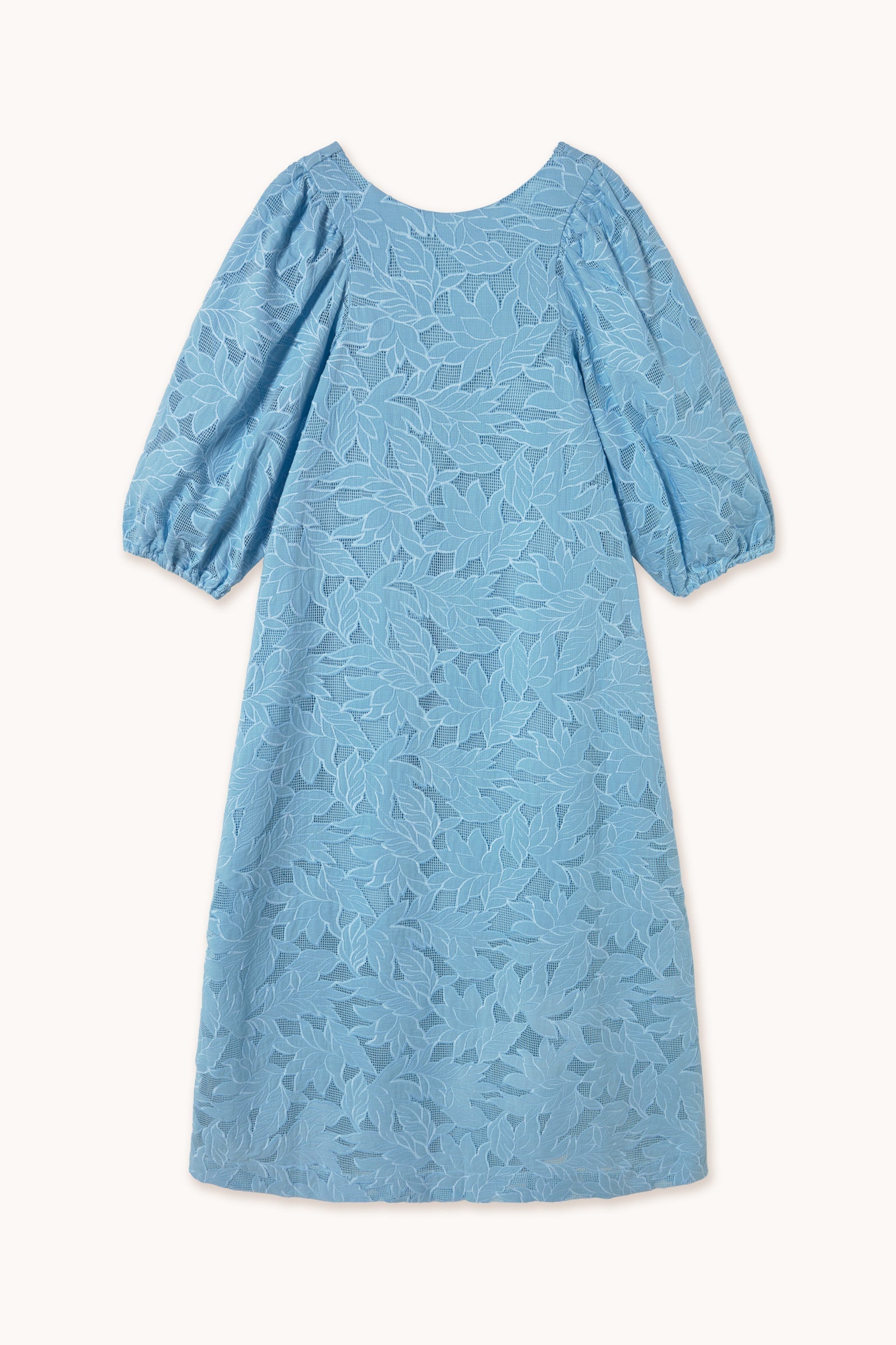 GUIPURE PUFF-SLEEVE MIDI DRESS