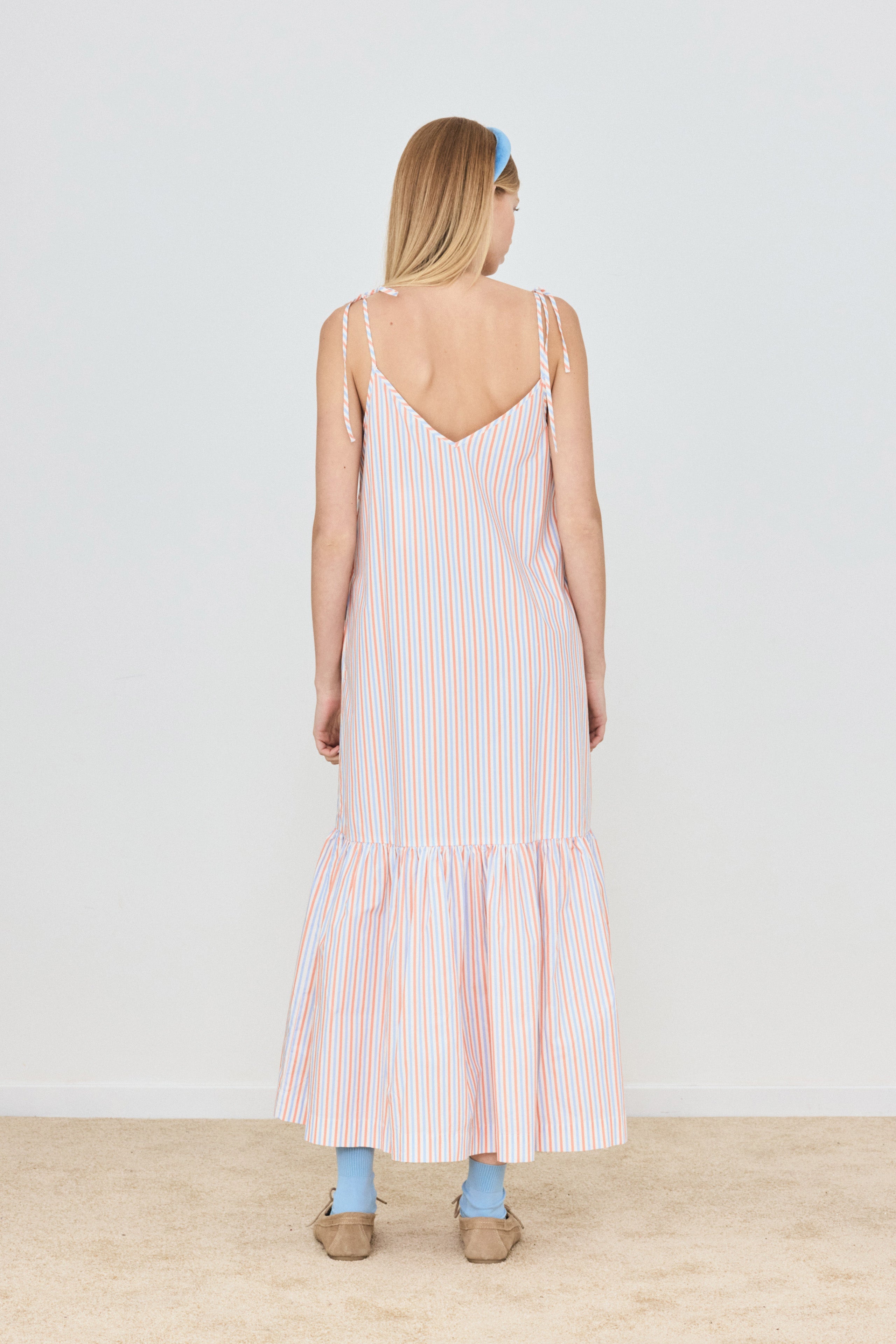 STRIPED RUFFLE DRESS