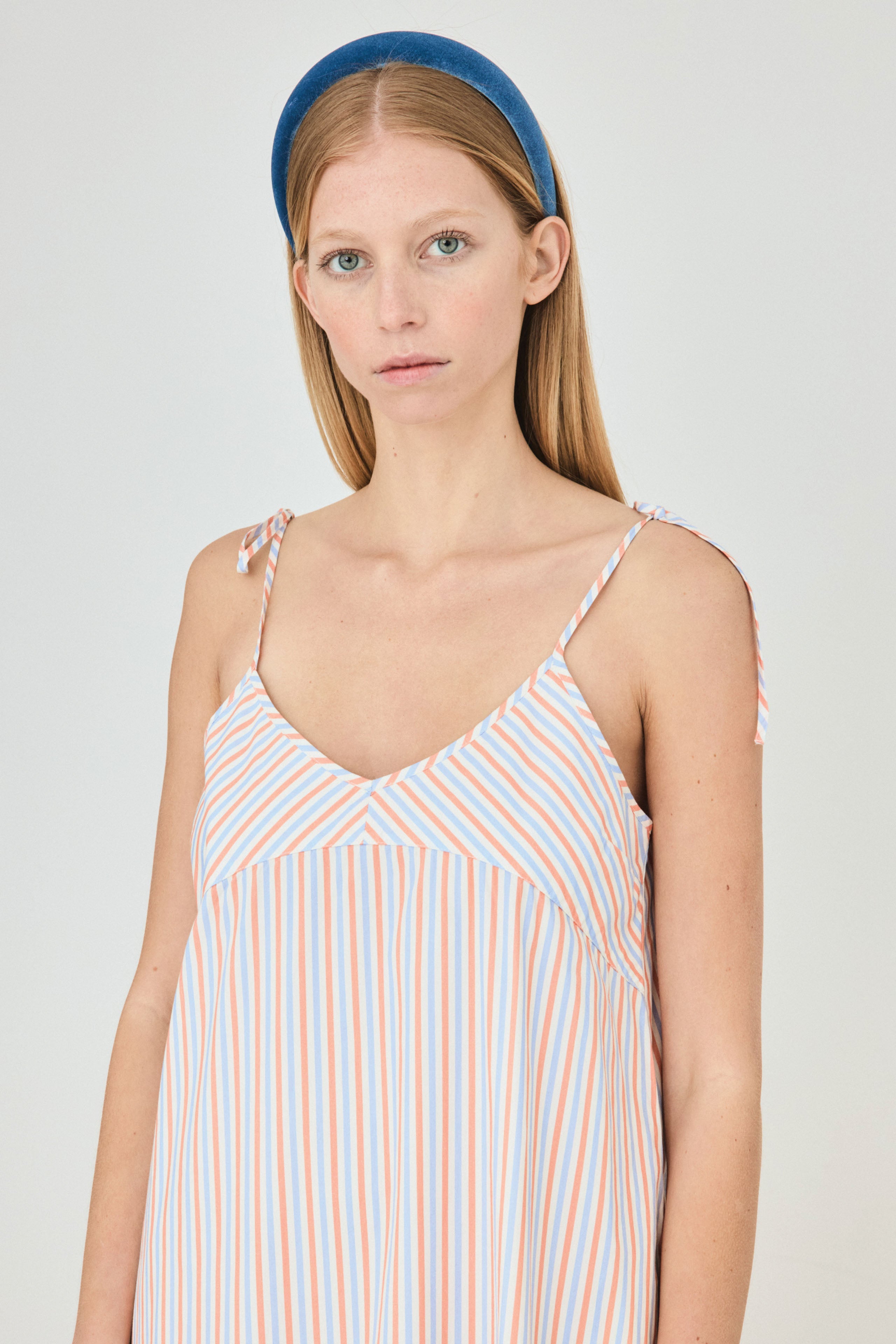 STRIPED RUFFLE DRESS