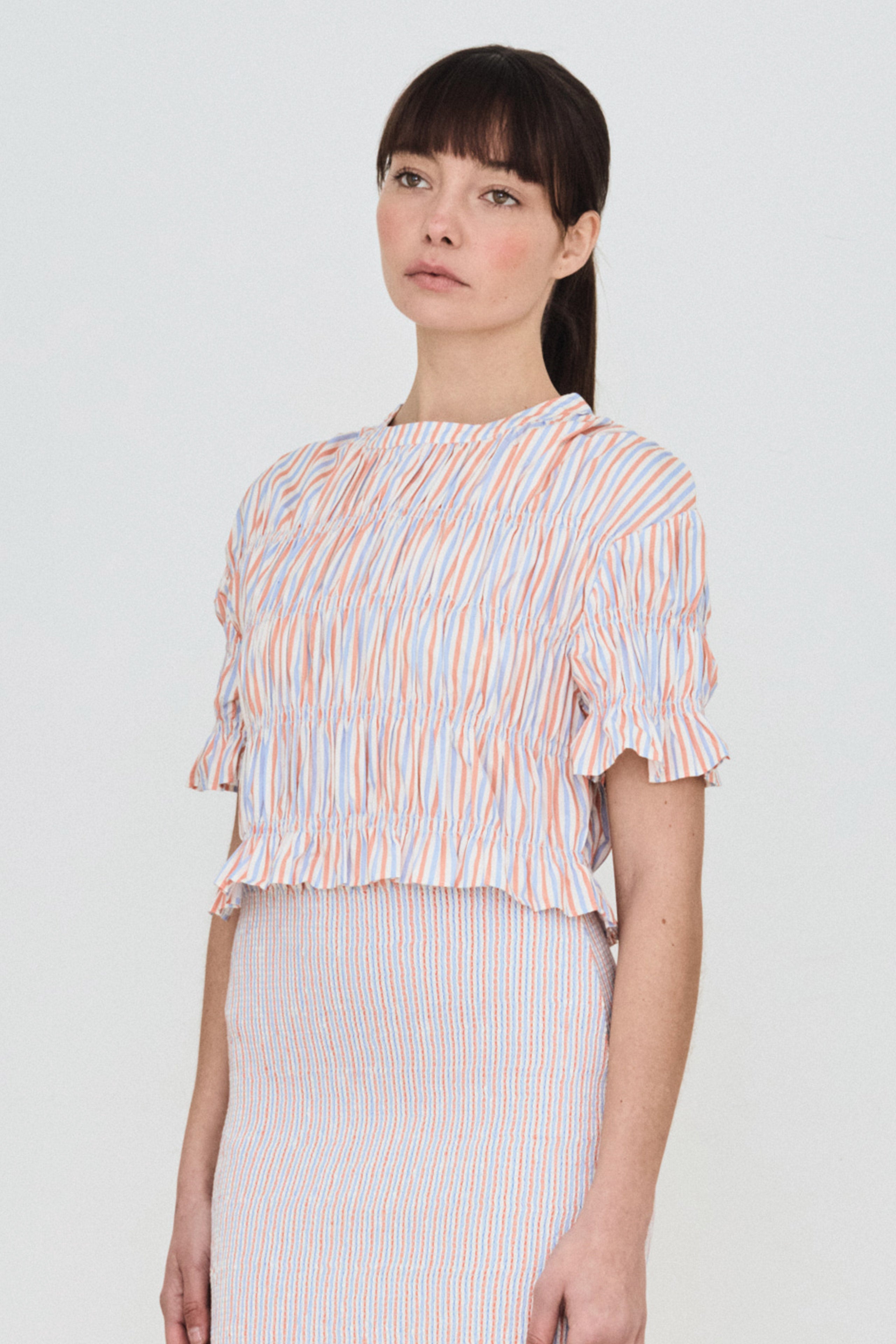 STRIPED SMOCKED TOP