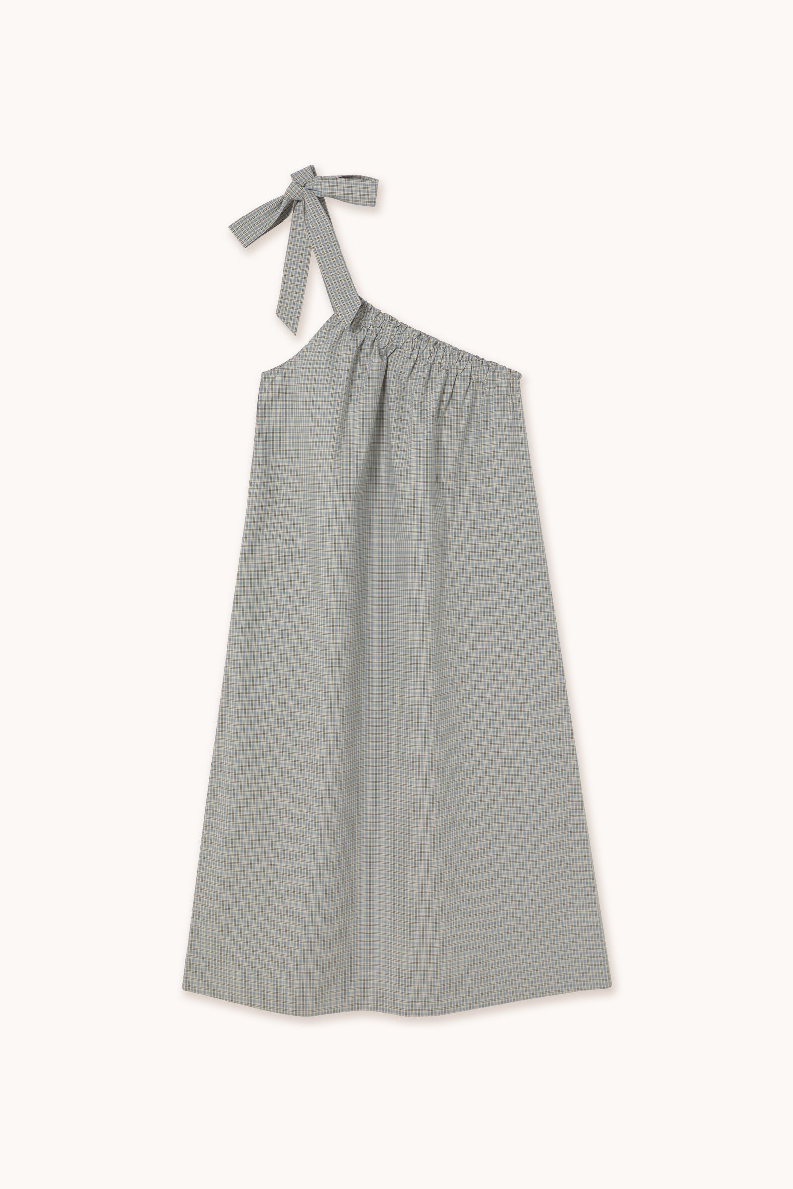 SMALL CHECK ASYMMETRIC DRESS