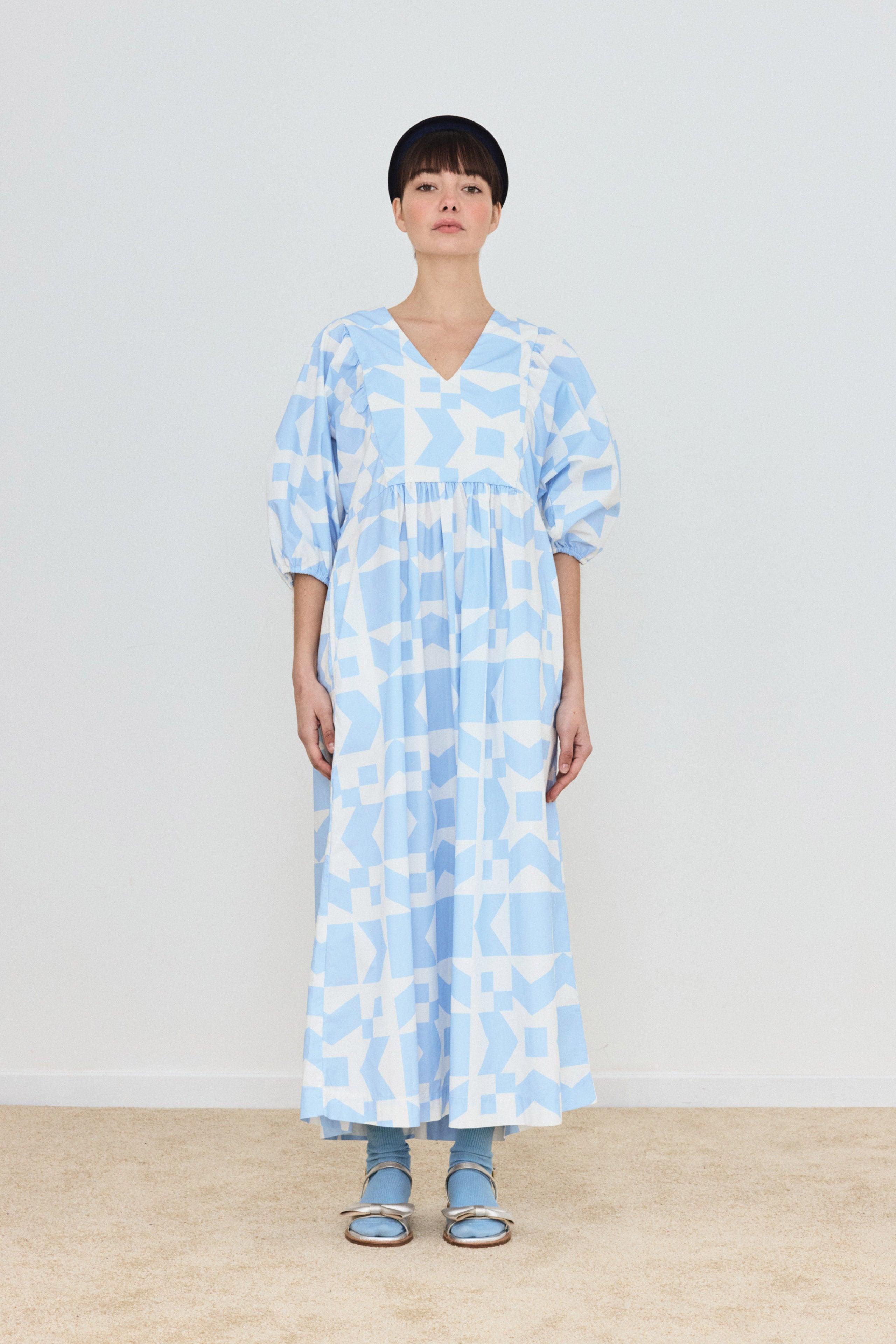 GEOMETRIC VESTIDO MANGA VOLUMINOSA