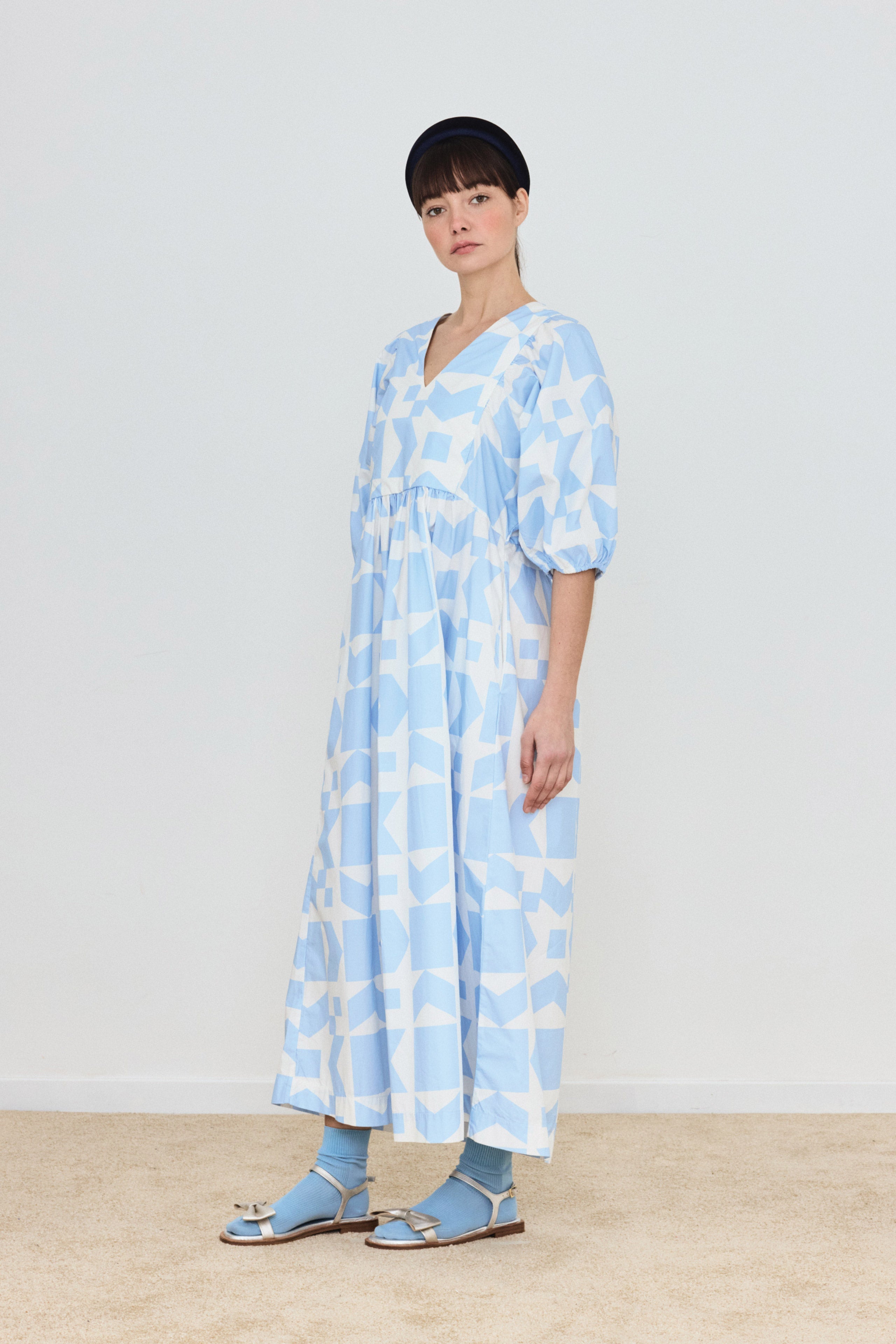 GEOMETRIC VESTIDO MANGA VOLUMINOSA