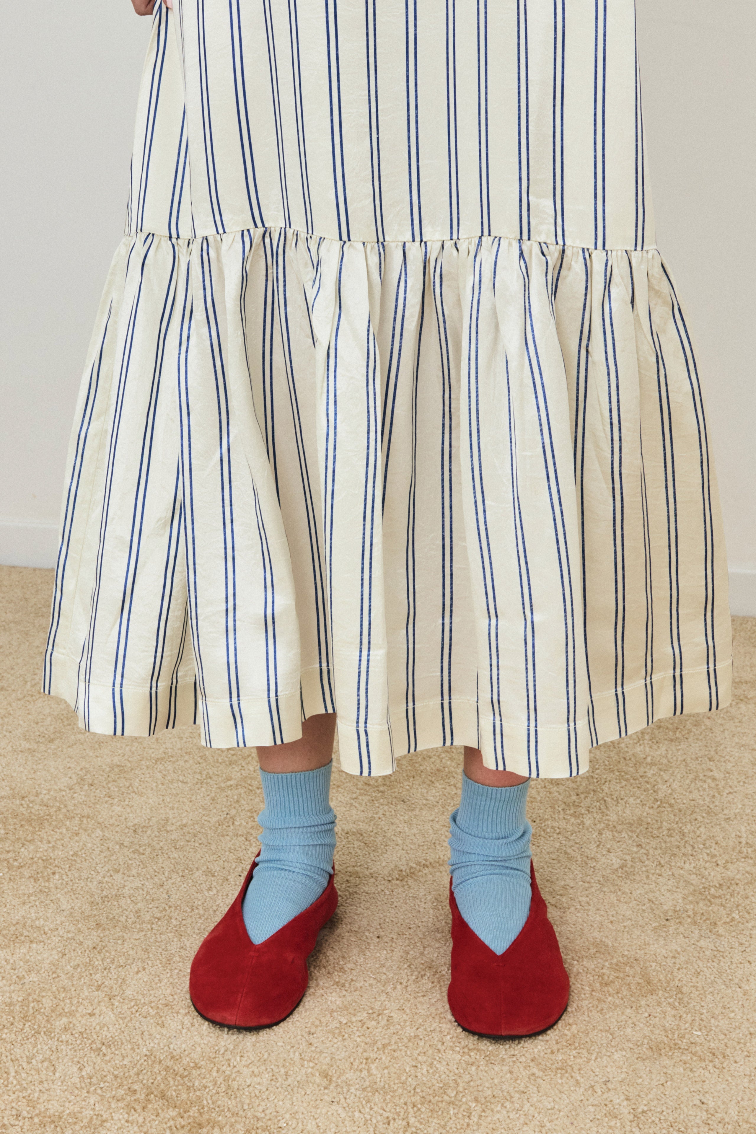 STRIPES RUFFLE DRESS