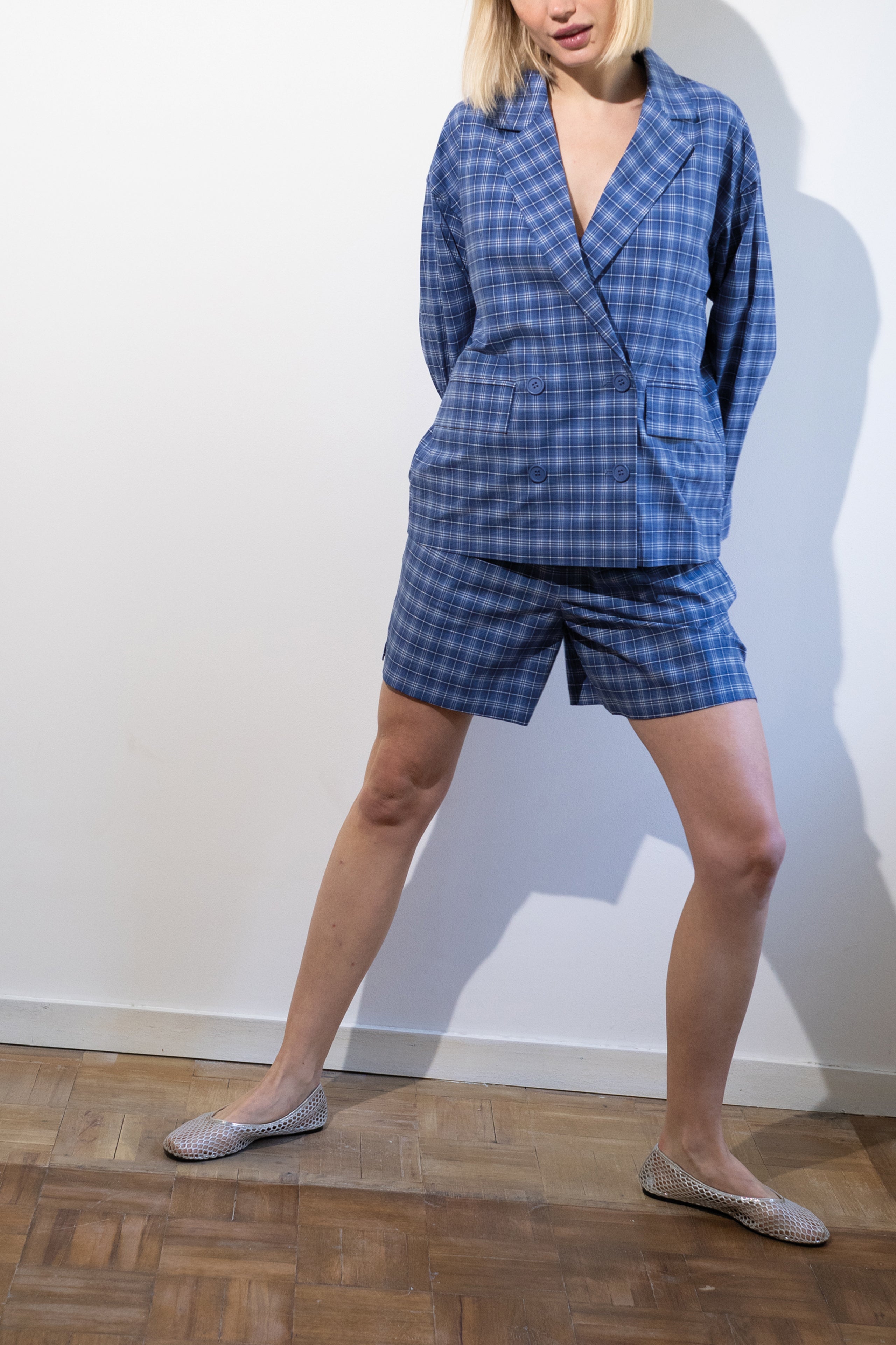 CHECK ELASTICATED SHORTS