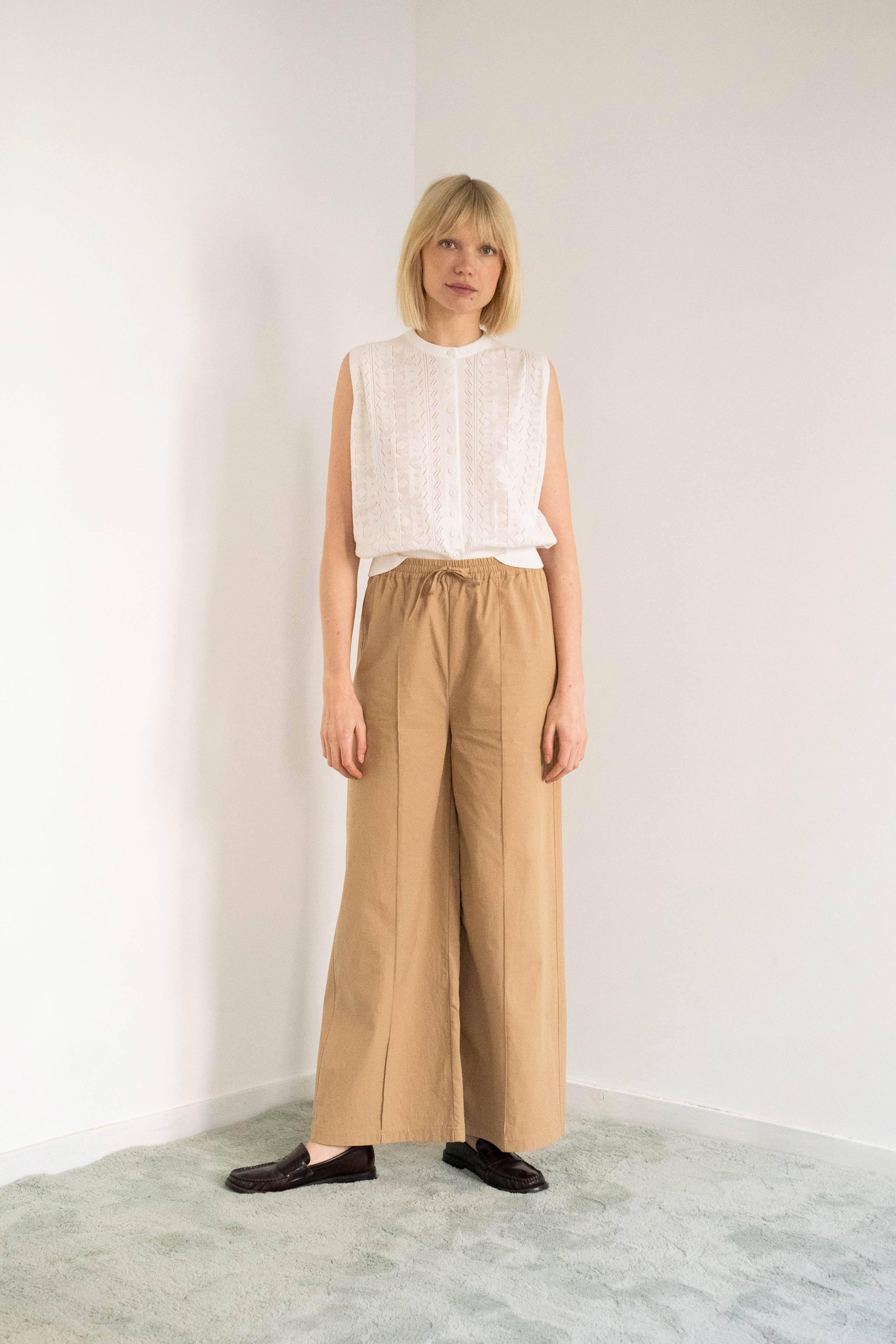 TWILL ELASTICATED TROUSERS