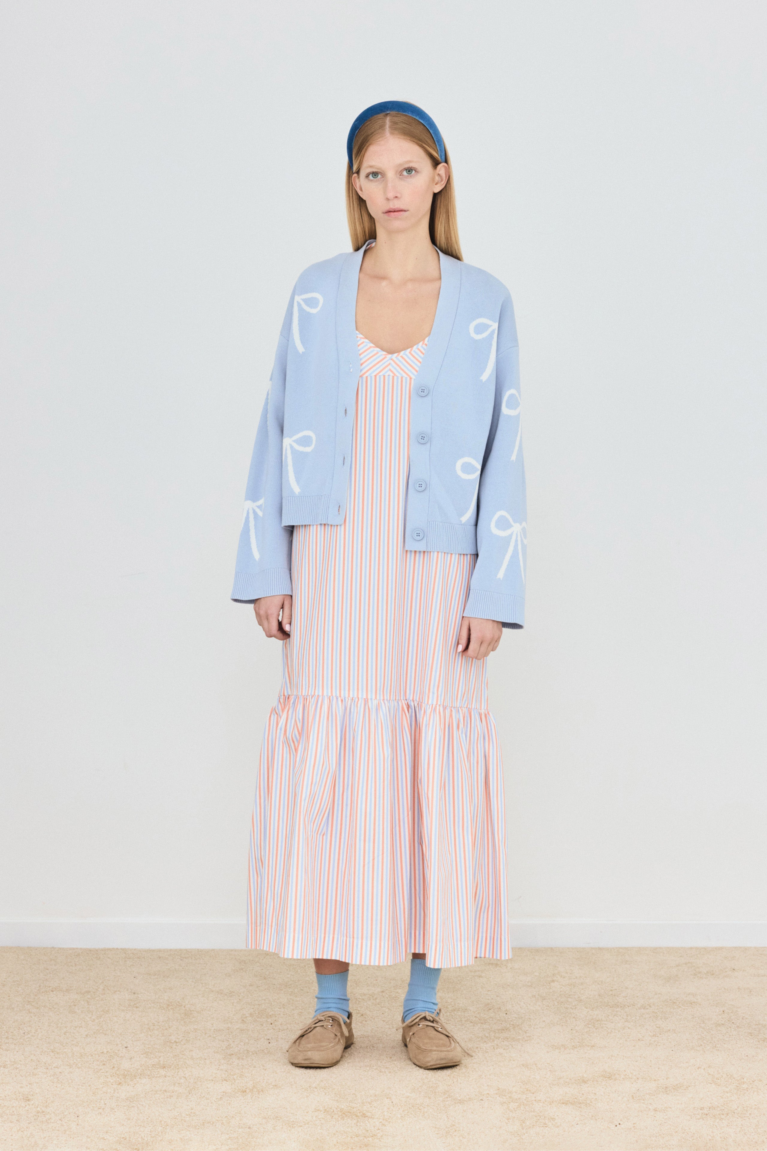 BOWS JACQUARD CARDIGAN