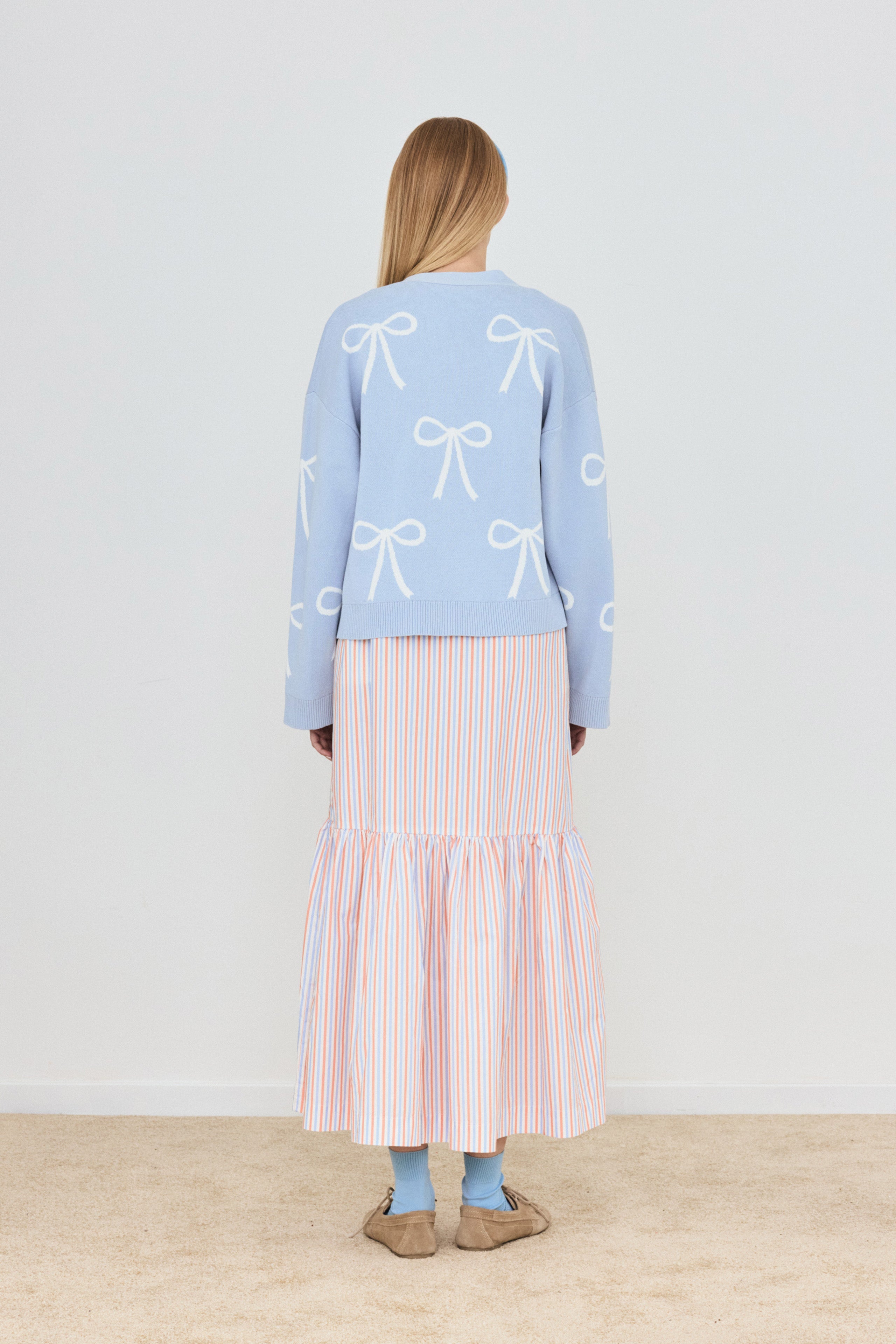 BOWS JACQUARD CARDIGAN