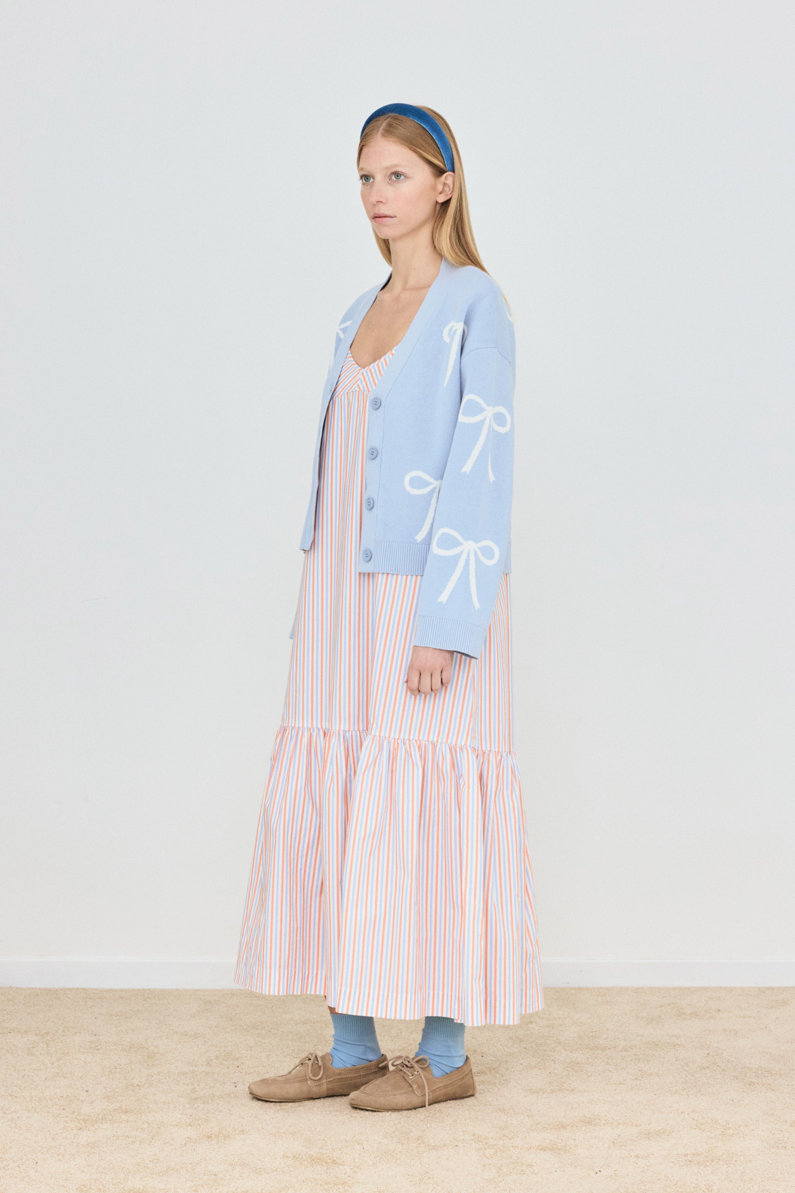 BOWS JACQUARD CARDIGAN