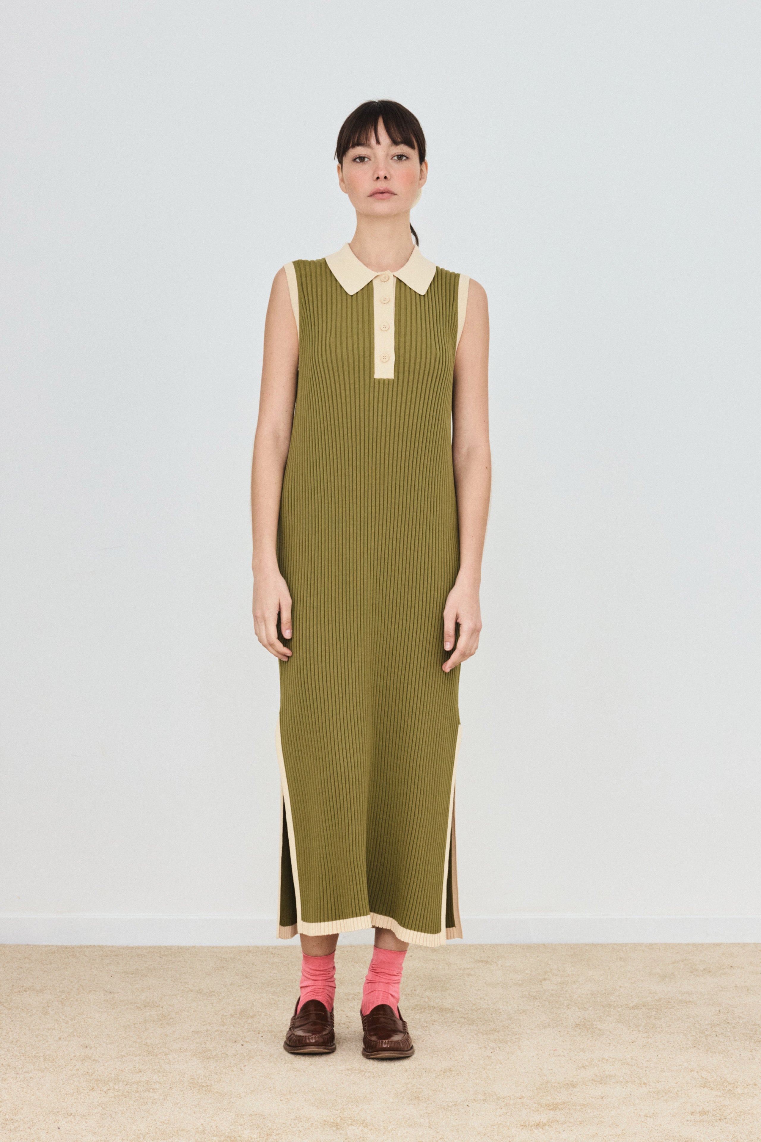 COLOR BLOCK POLO DRESS