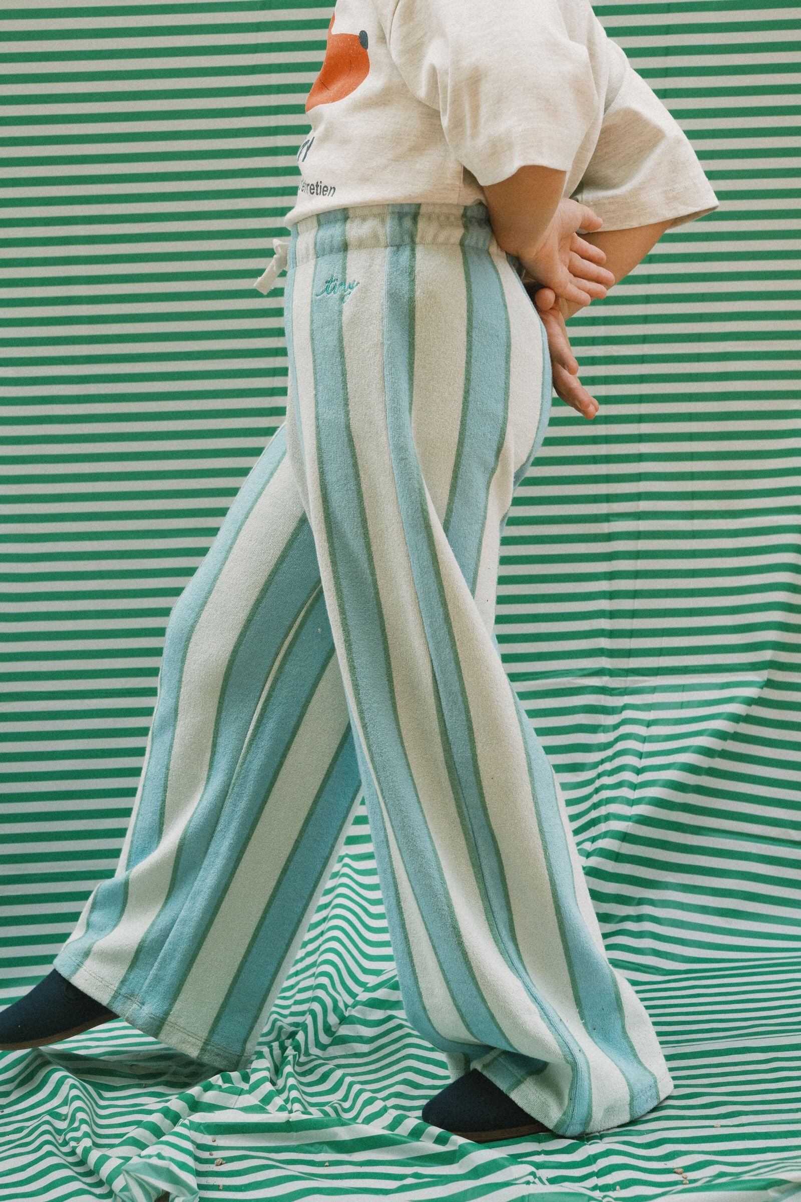 RETRO STRIPES BLUE TOWEL PANT