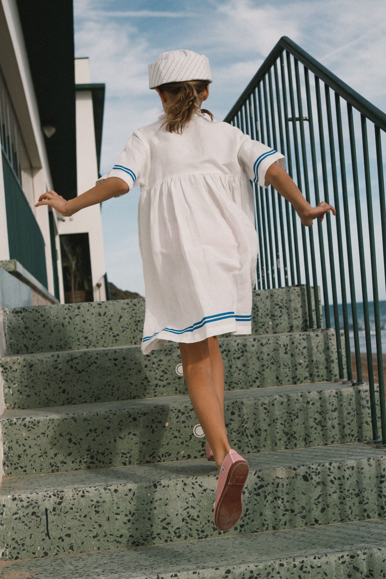STRIPES FRILLED DRESS