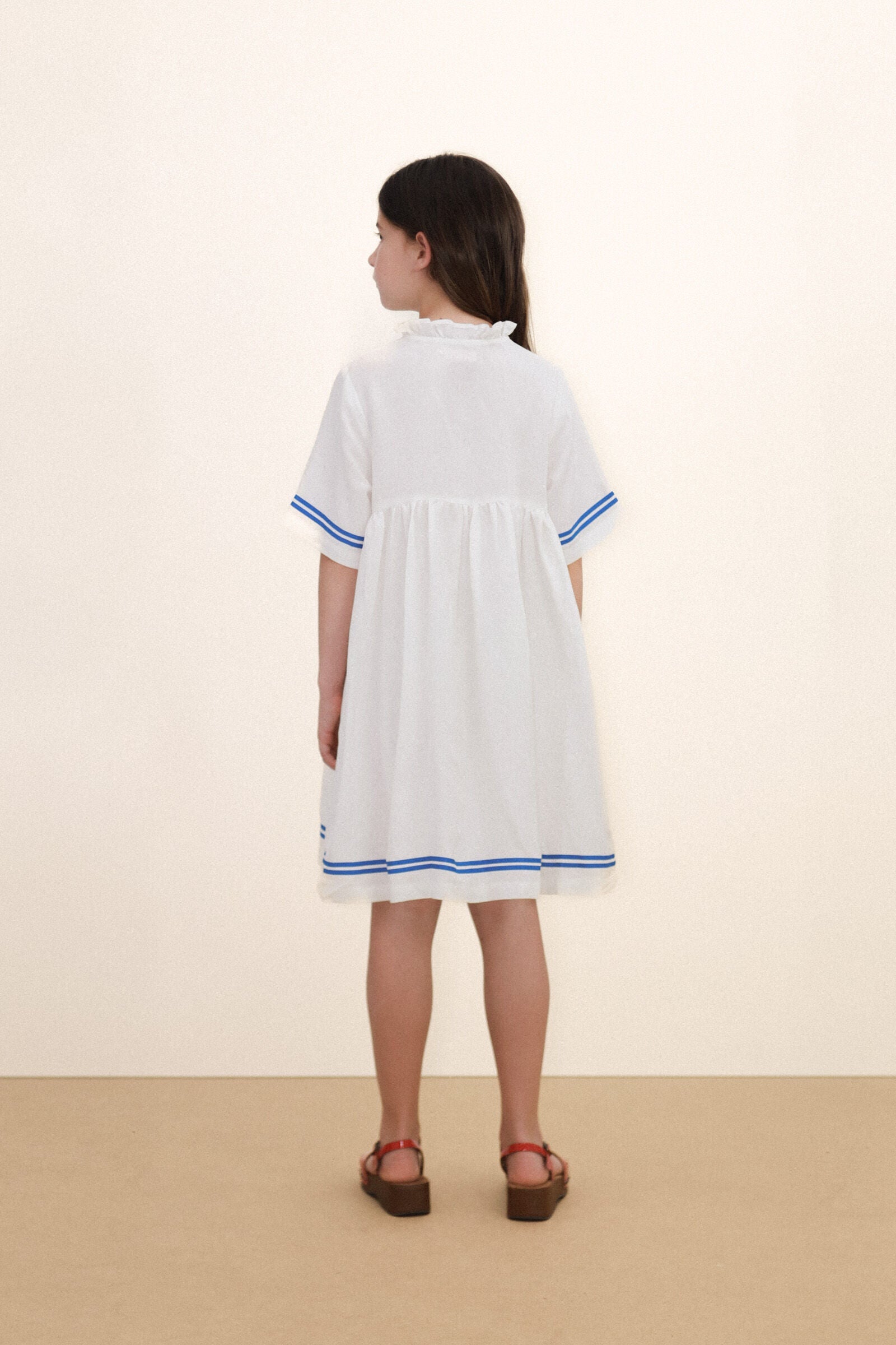 STRIPES FRILLED DRESS