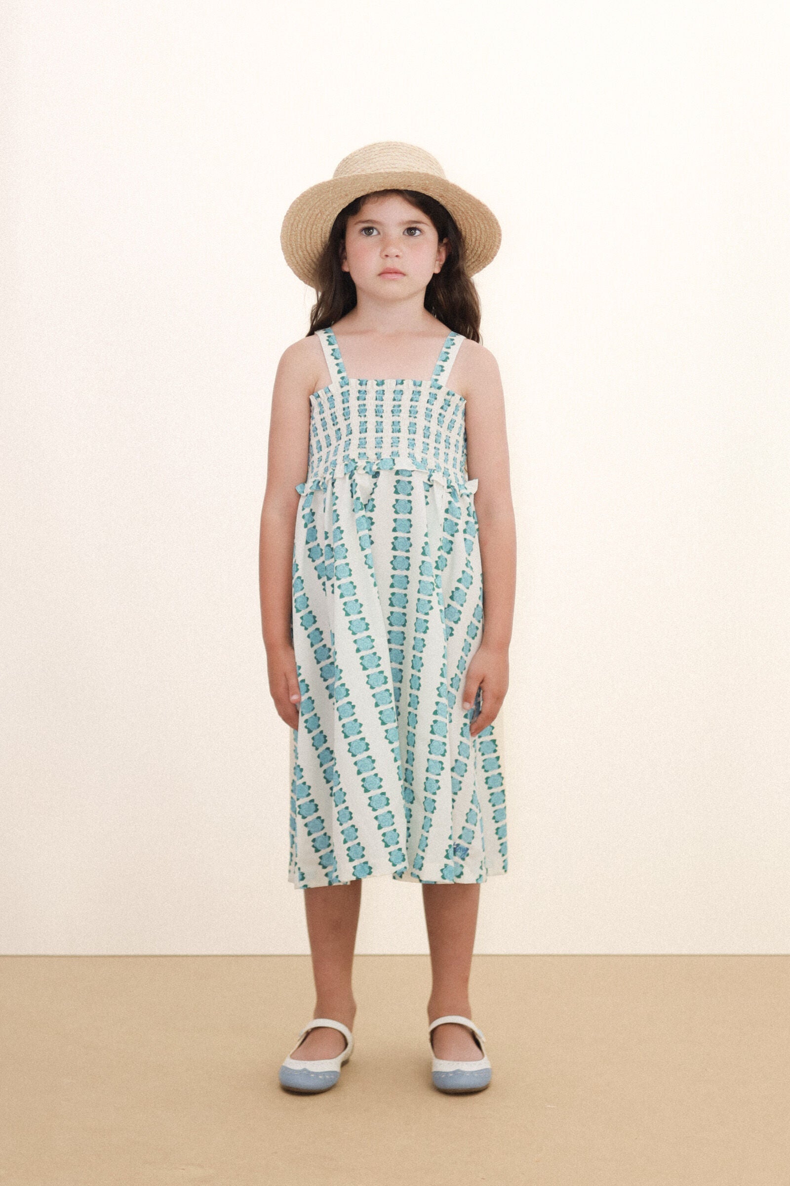 BLUE FLOWERS STRAP DRESS