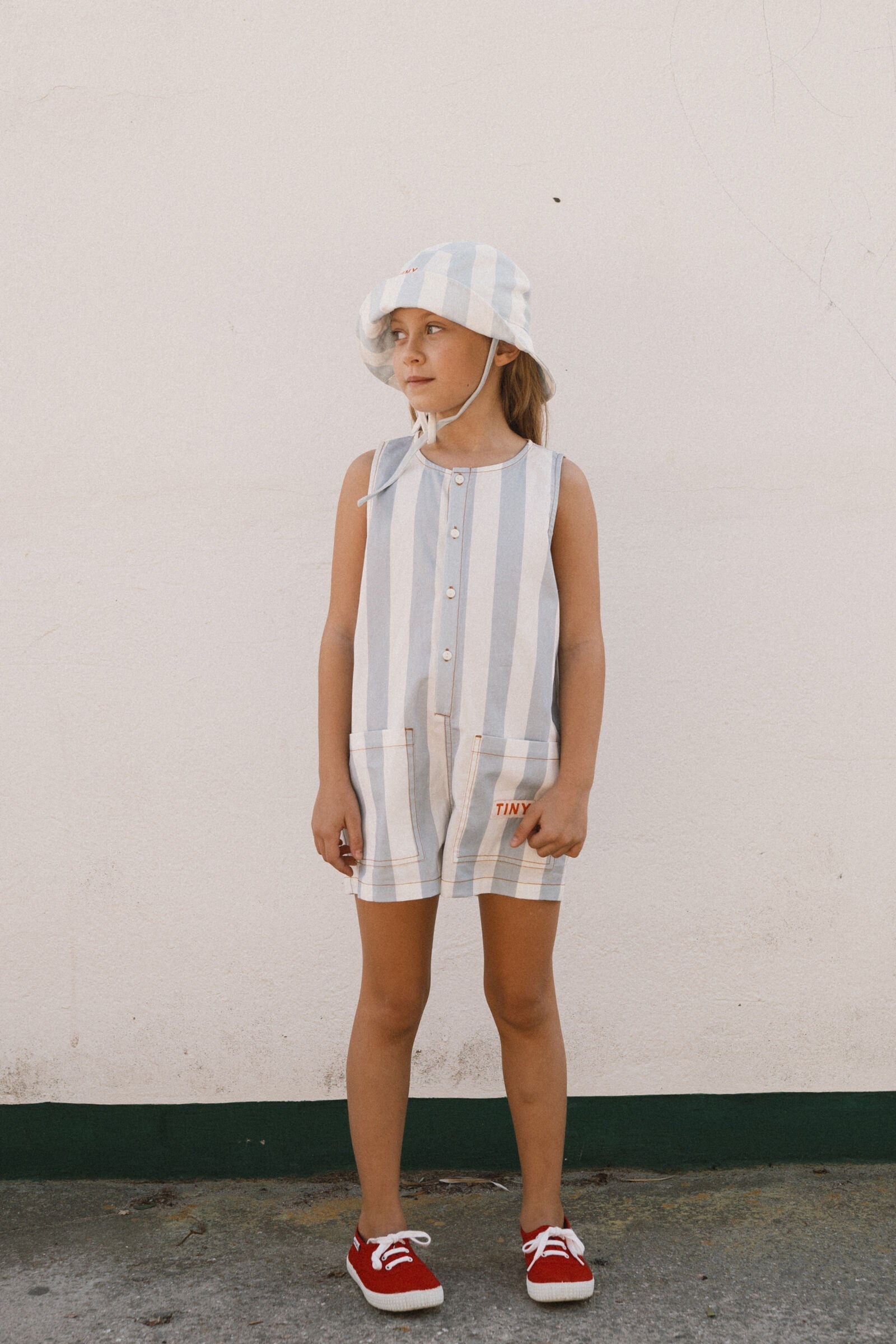 STRIPES TWILL SHORT ONE-PIECE