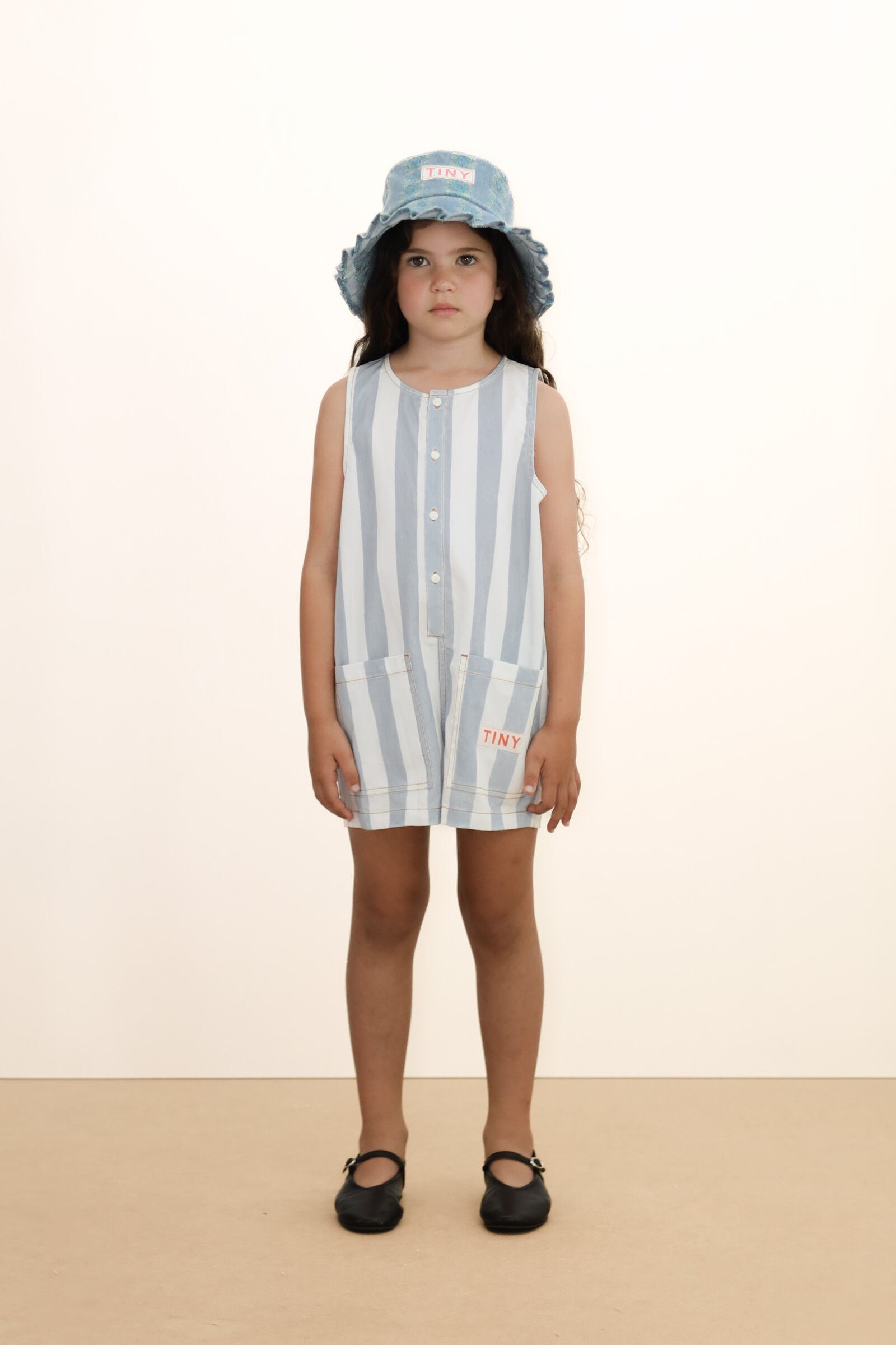 STRIPES TWILL SHORT ONE-PIECE