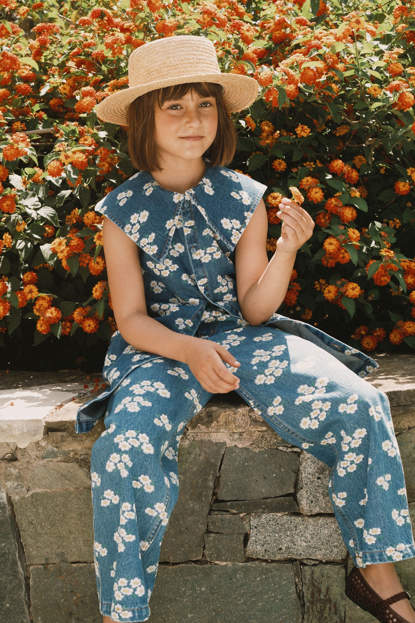 BLOSSOMS DENIM DRESS