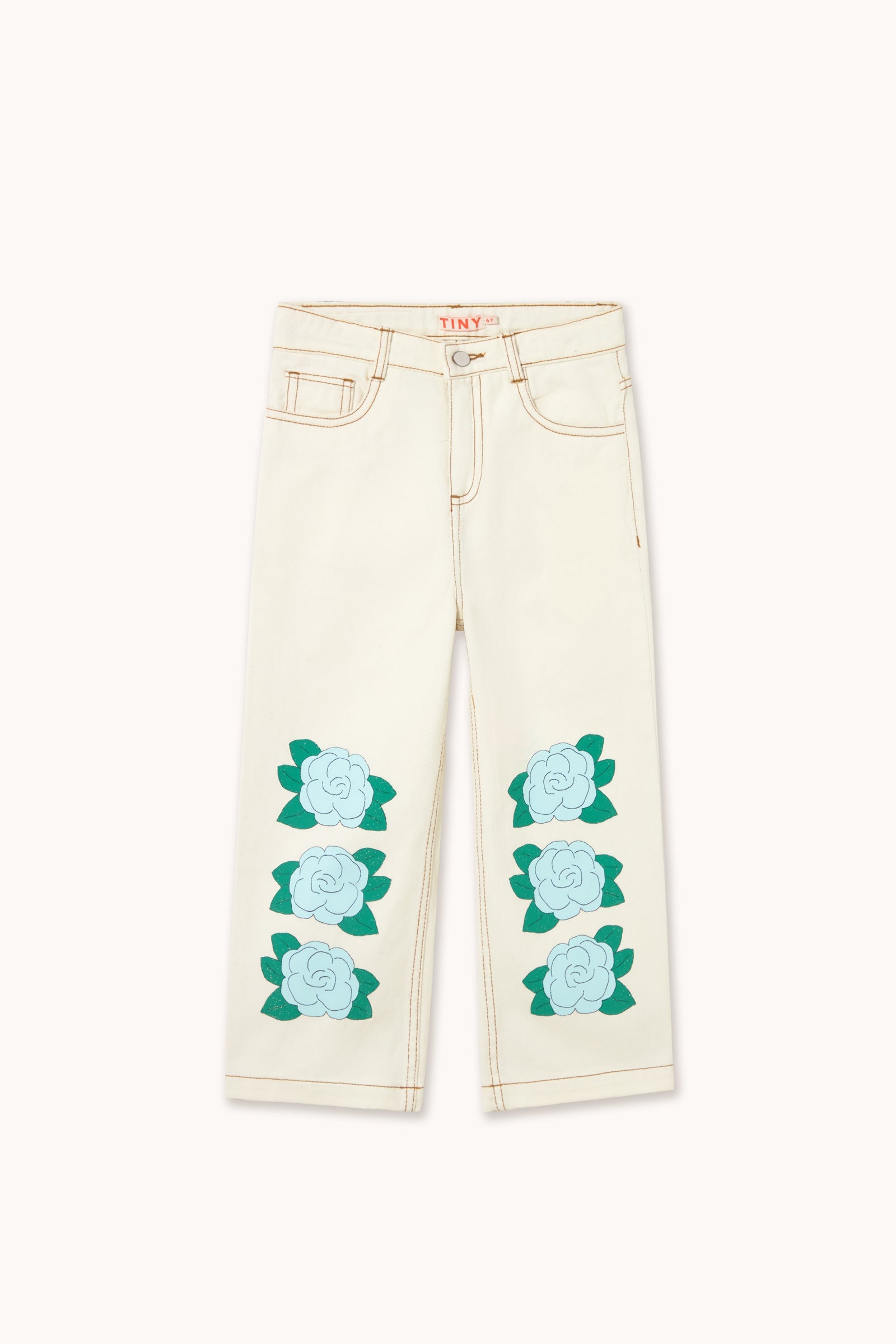 BLUE FLOWER PRINT DENIM JEANS