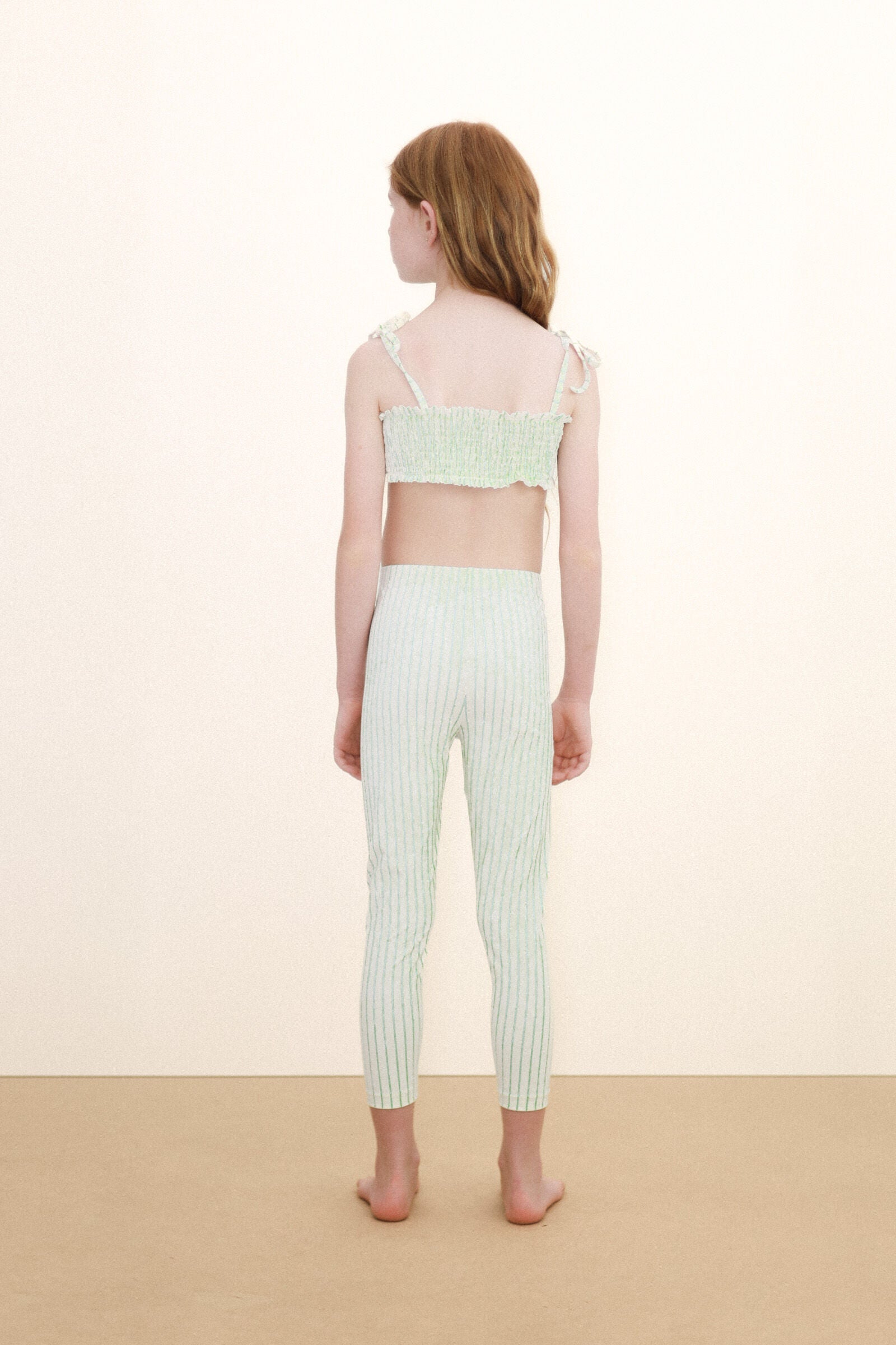 LEGGINGS CYAN FINE STRIPES