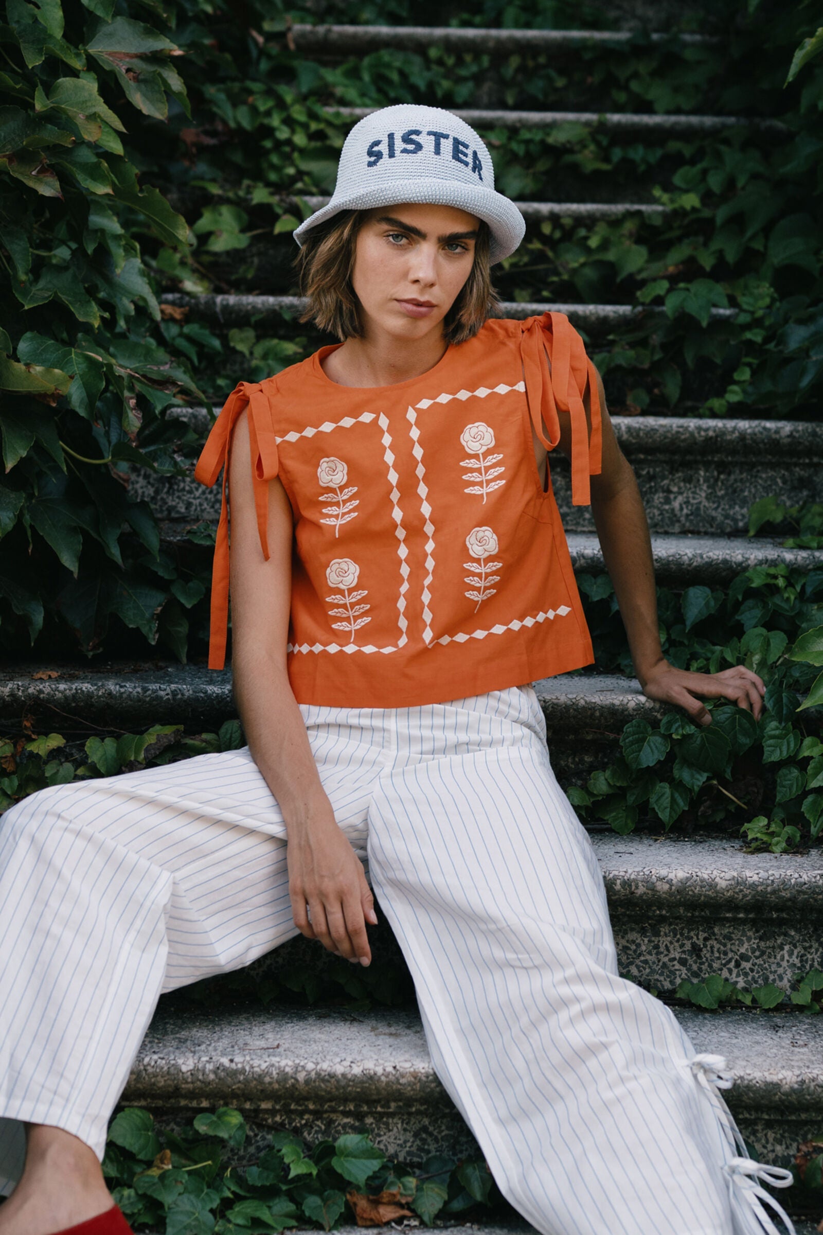 STRIPED ELASTICATED PANTS