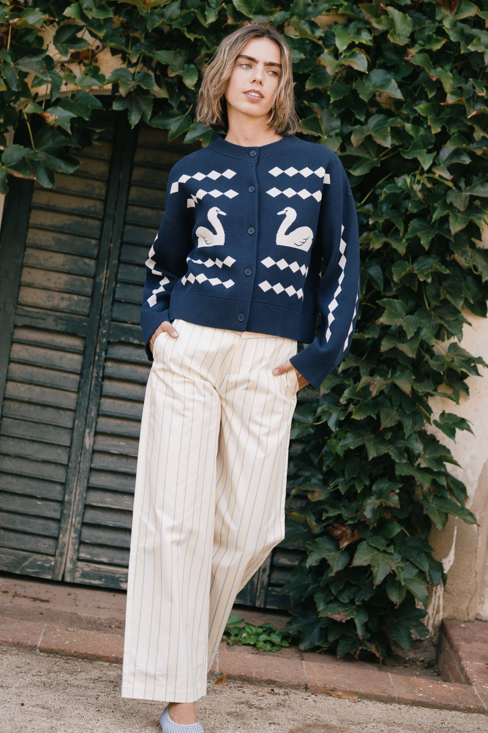 RETRO STRIPES YOKED TROUSERS