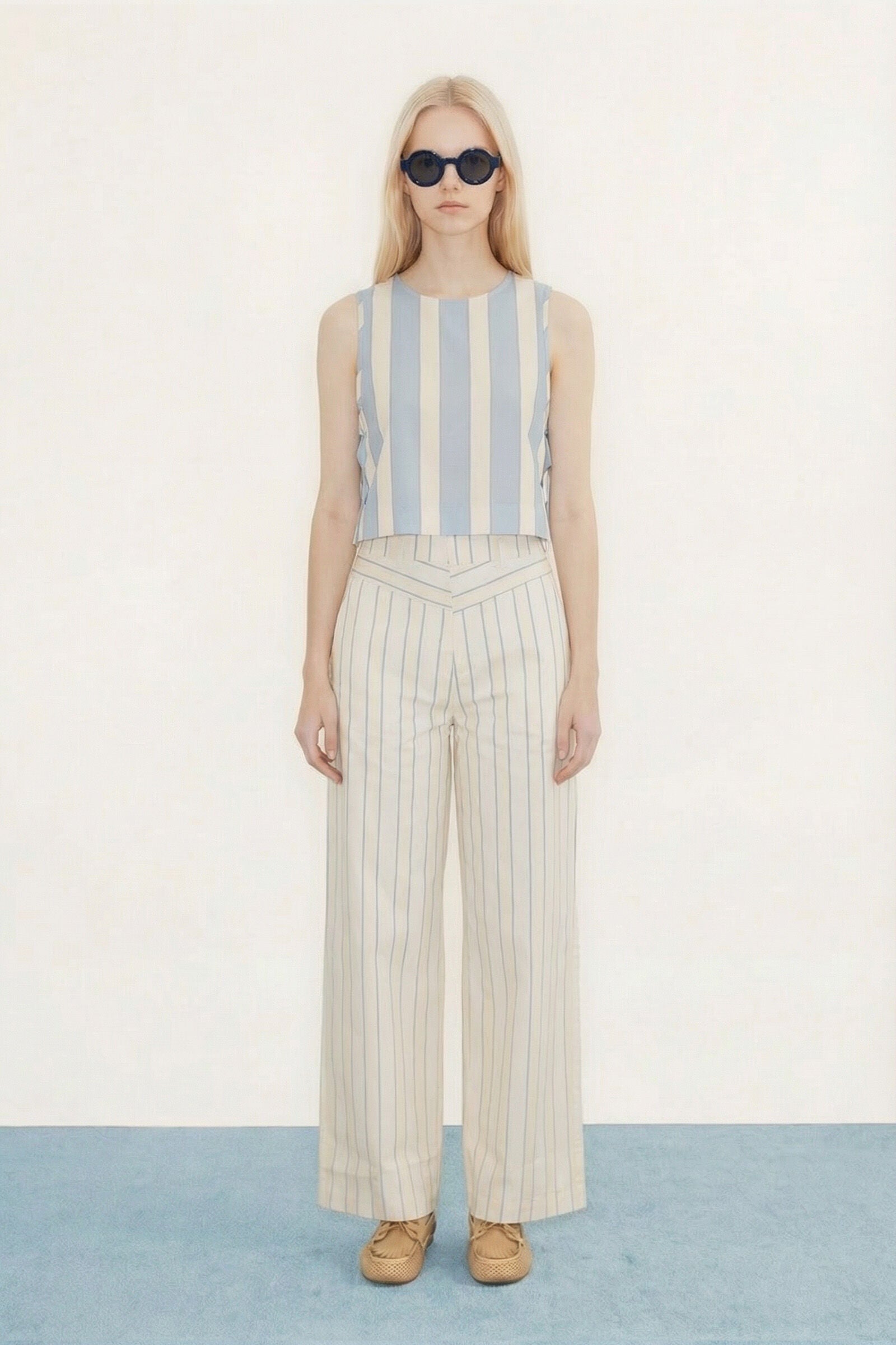 RETRO STRIPES YOKED TROUSERS