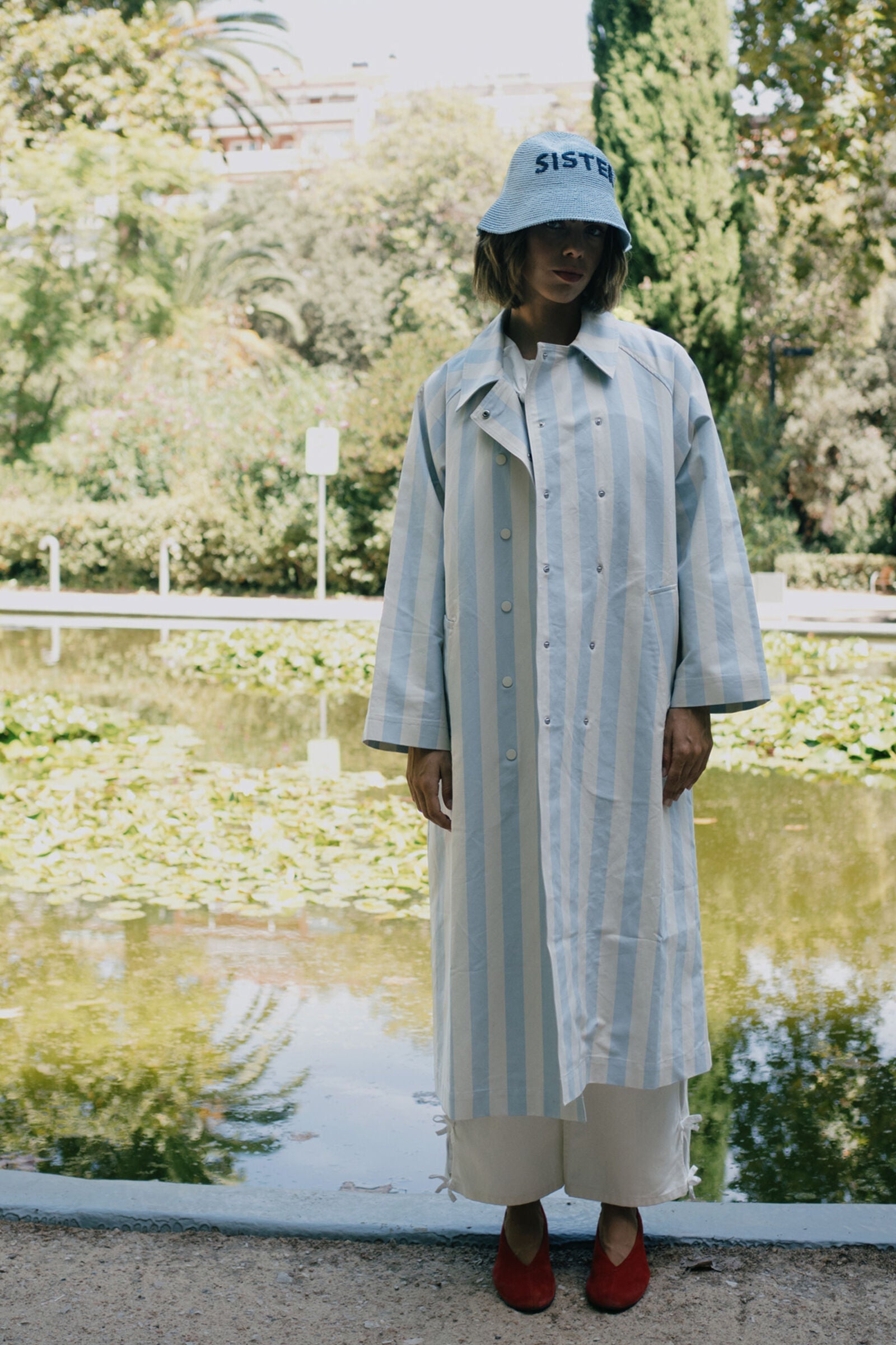 STRIPED TRENCH COAT