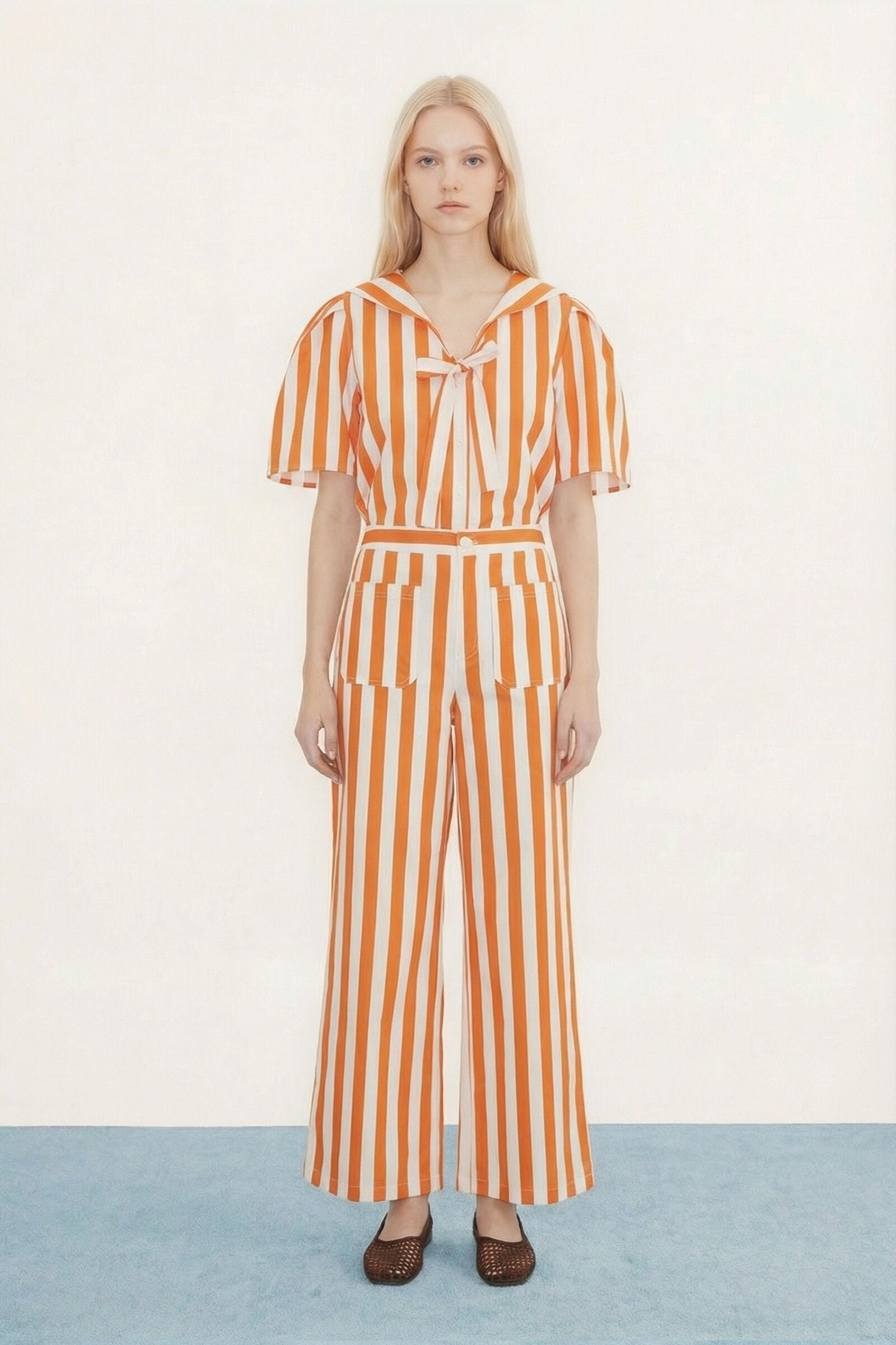 STRIPED SAILOR NECK BLOUSE