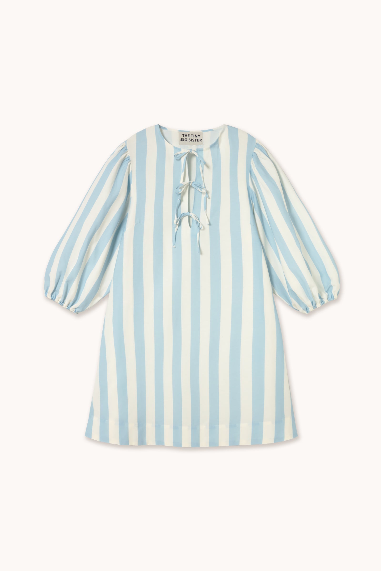 WIDE STRIPES PUFF SLEEVES DRESS