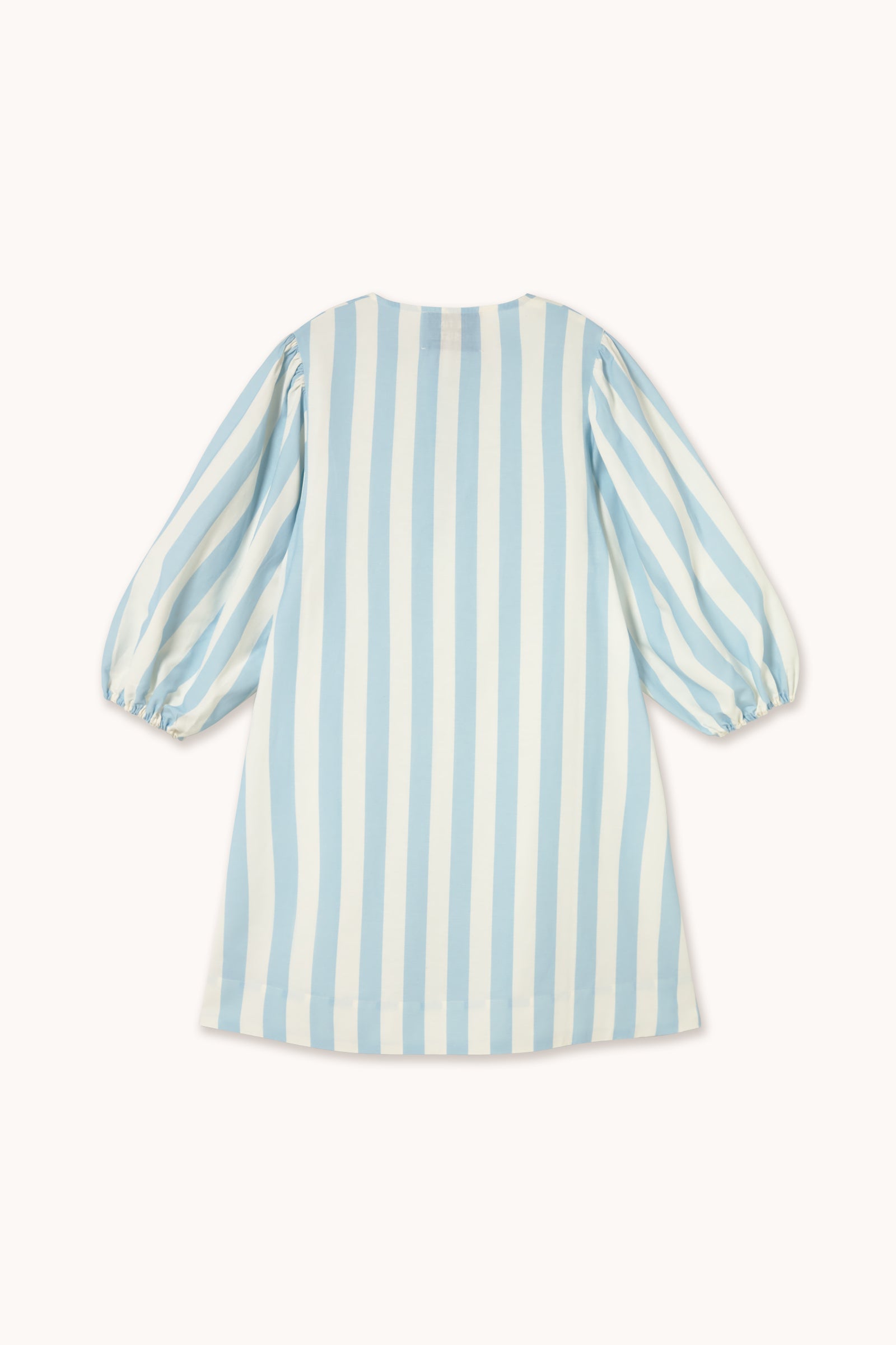 WIDE STRIPES PUFF SLEEVES DRESS