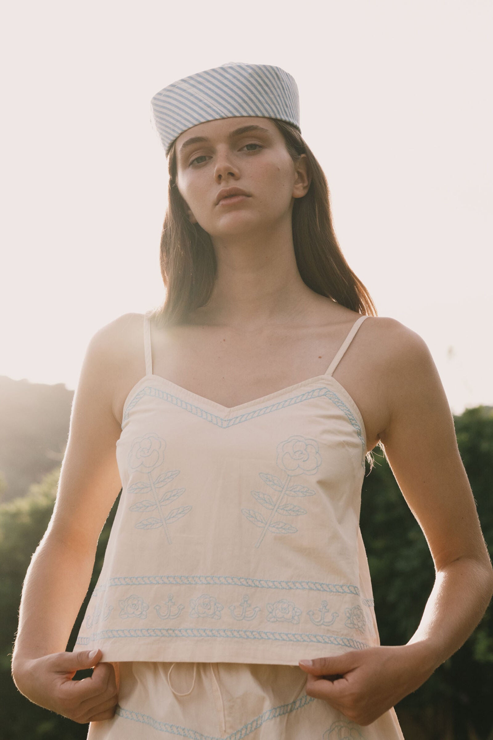 EMBROIDERED STRAPS TOP
