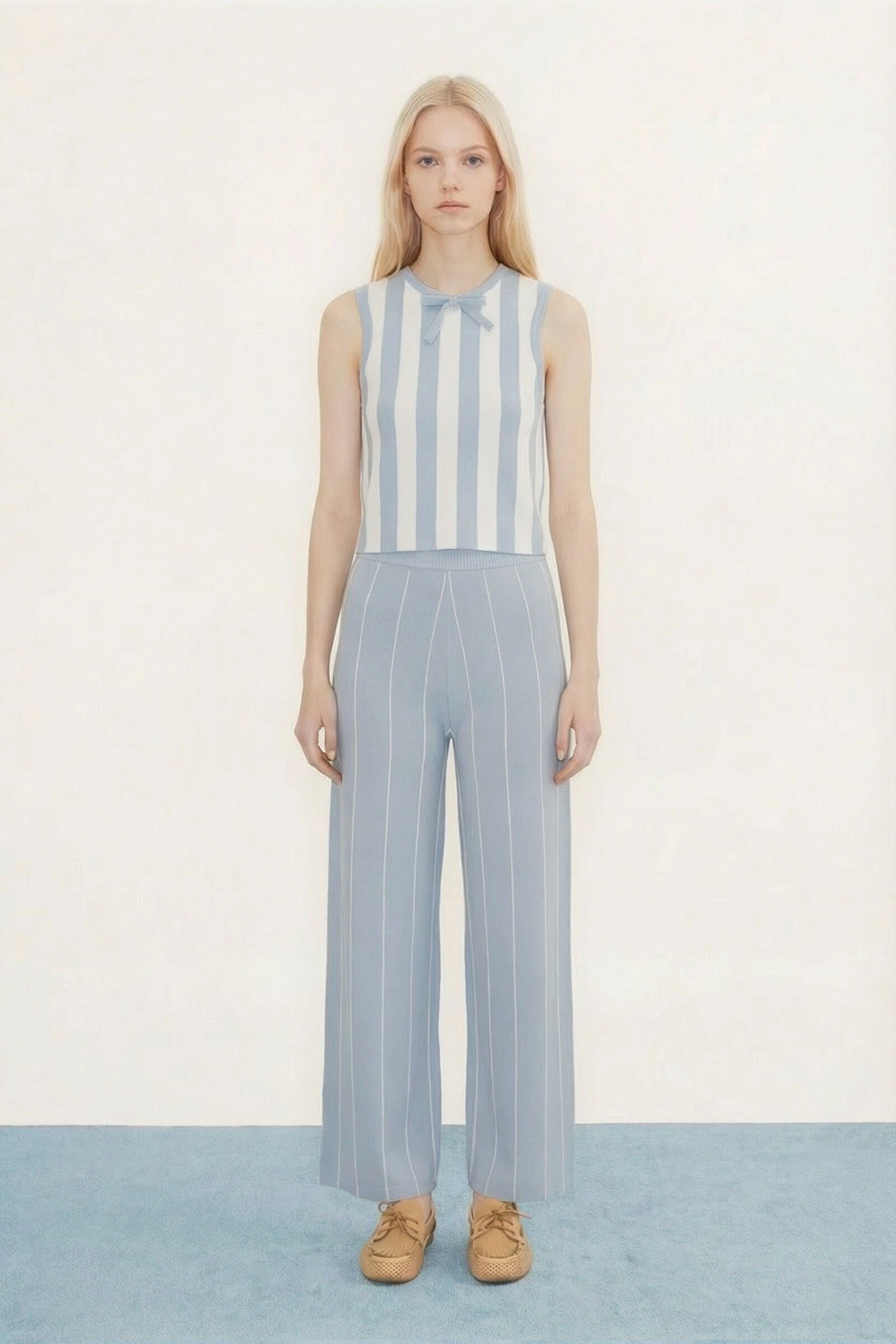 STRIPED KNITTED PANTS