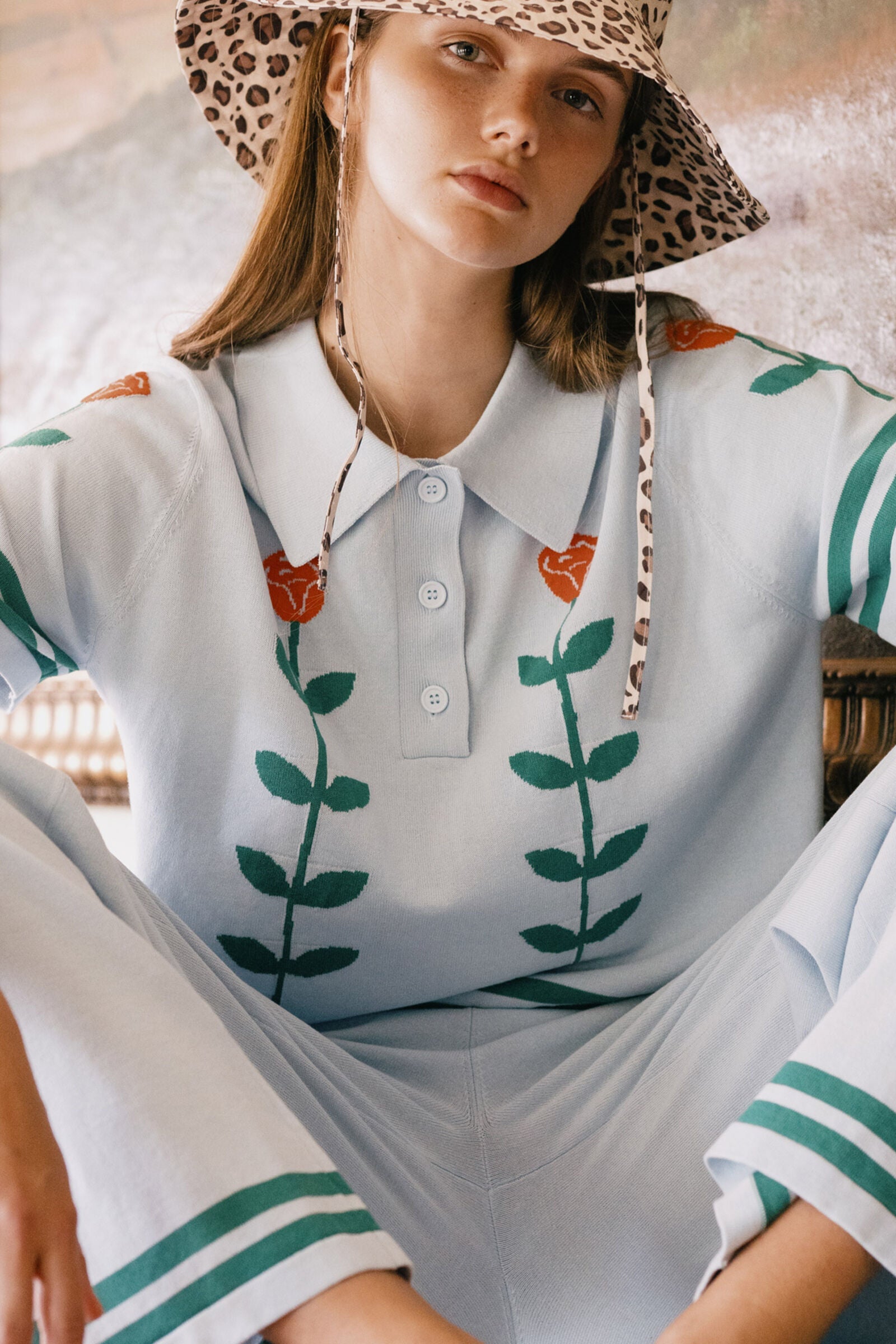CHLOE ROSES JACQUARD POLO