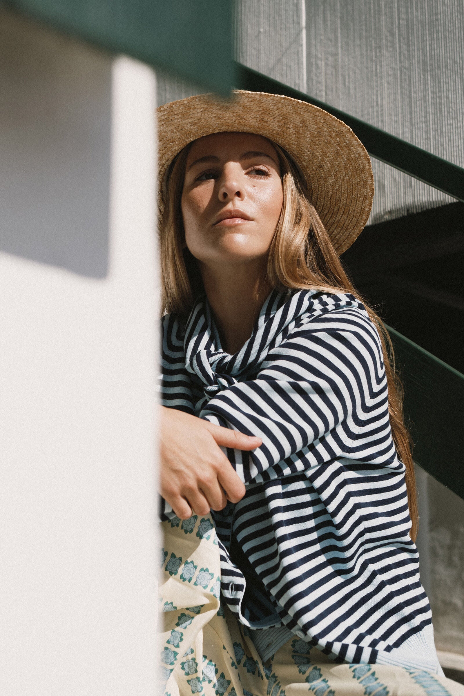 STRIPED SCARF NECK LARA CARDIGAN