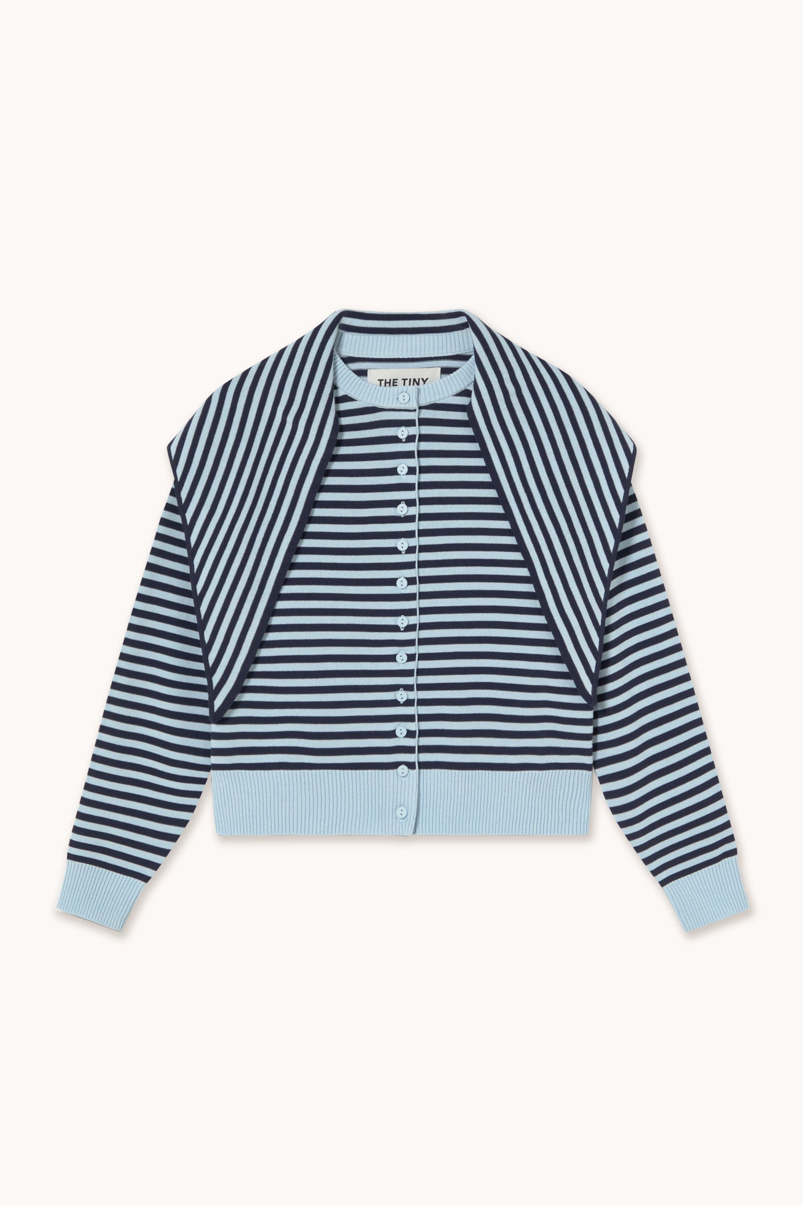 STRIPED SCARF NECK LARA CARDIGAN