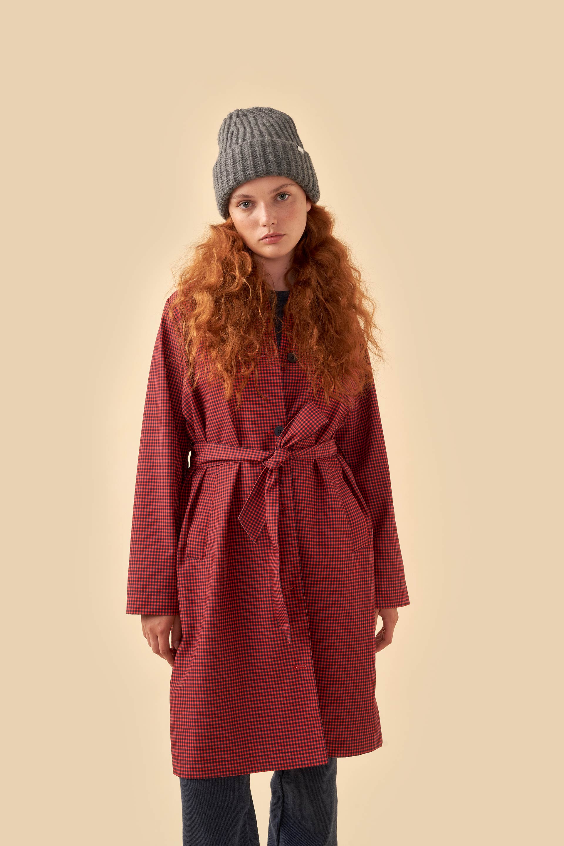 WOMAN MINI CHECK LIGHT COAT