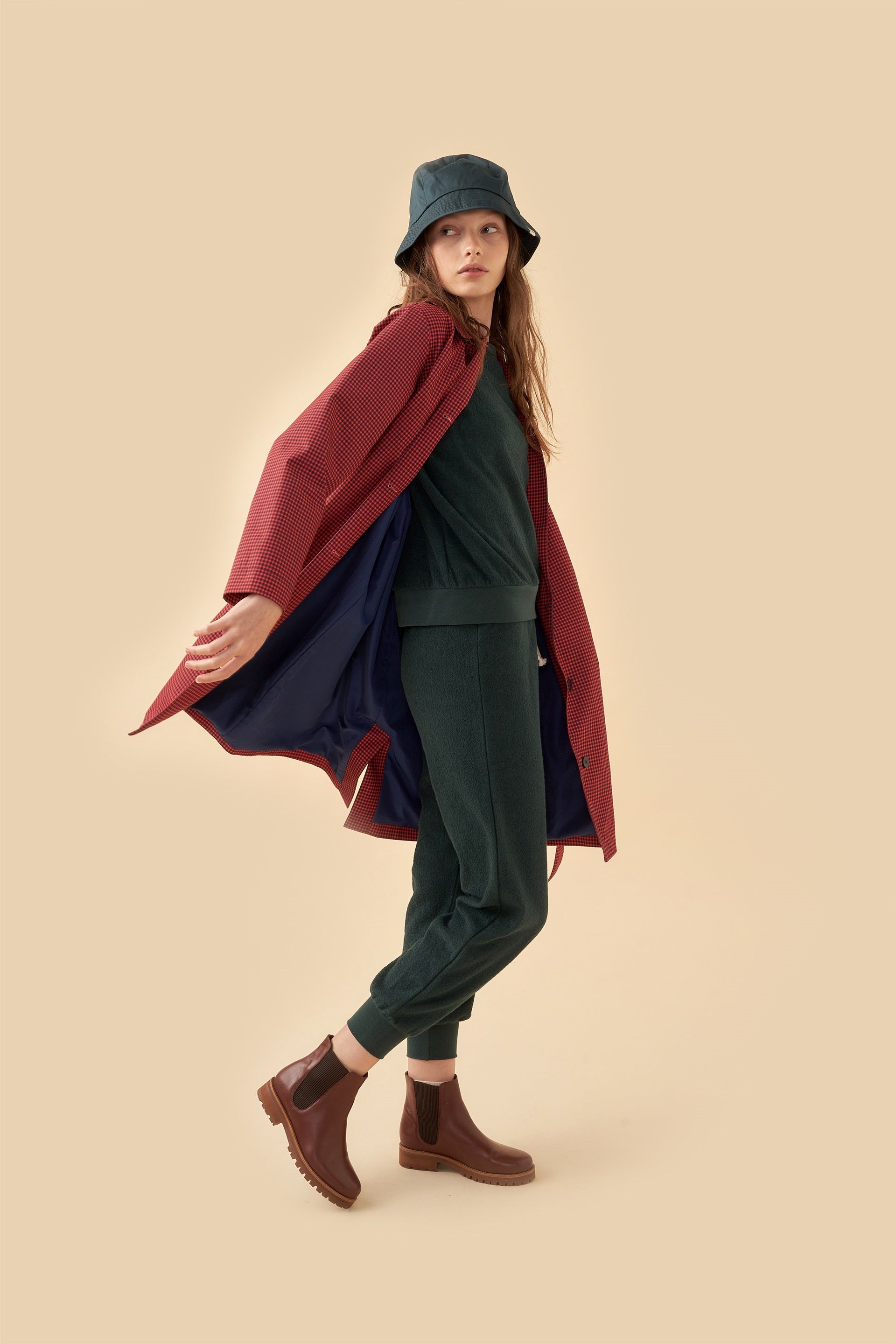 WOMAN MINI CHECK LIGHT COAT