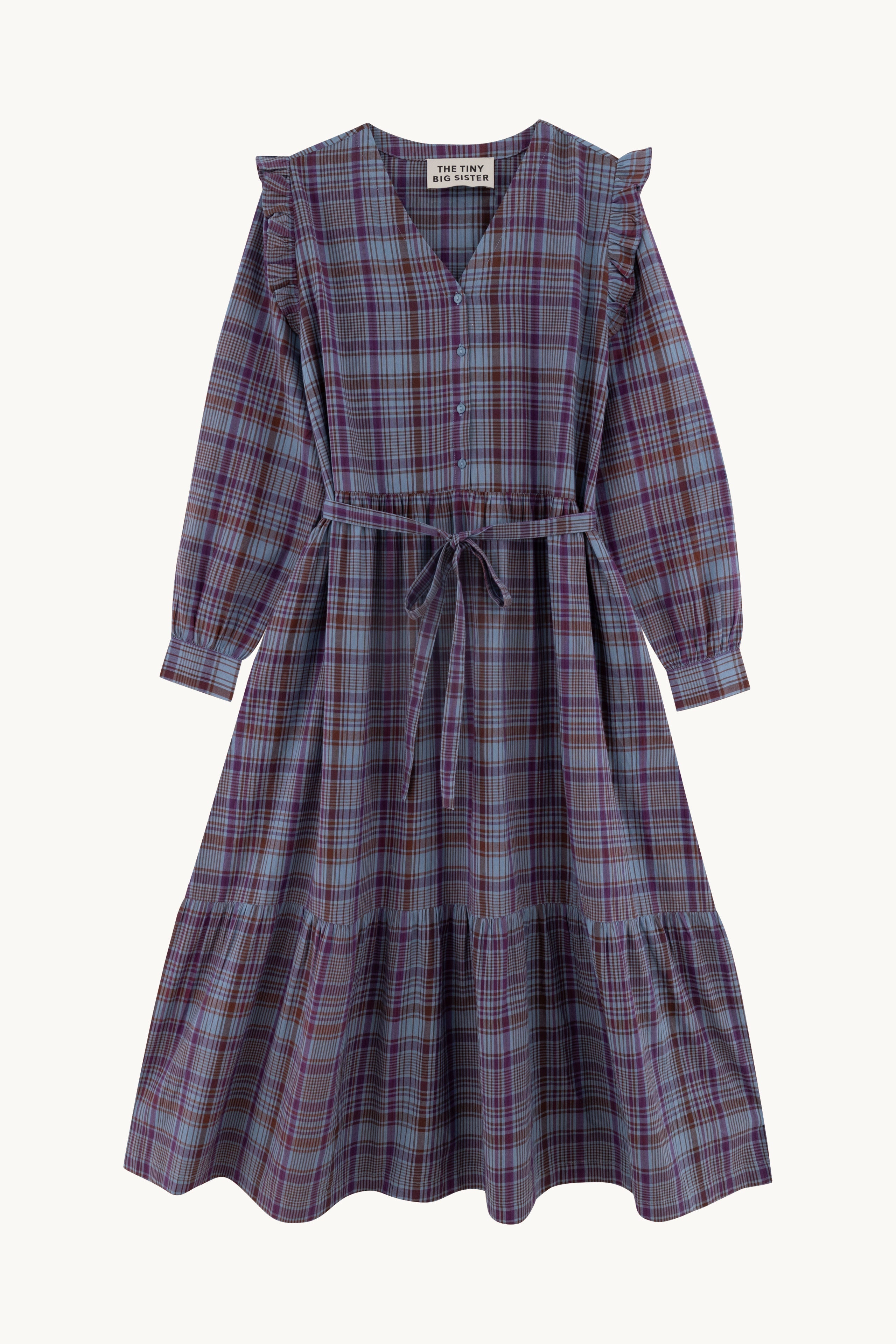 CUELLO EN V CHECK VESTIDO