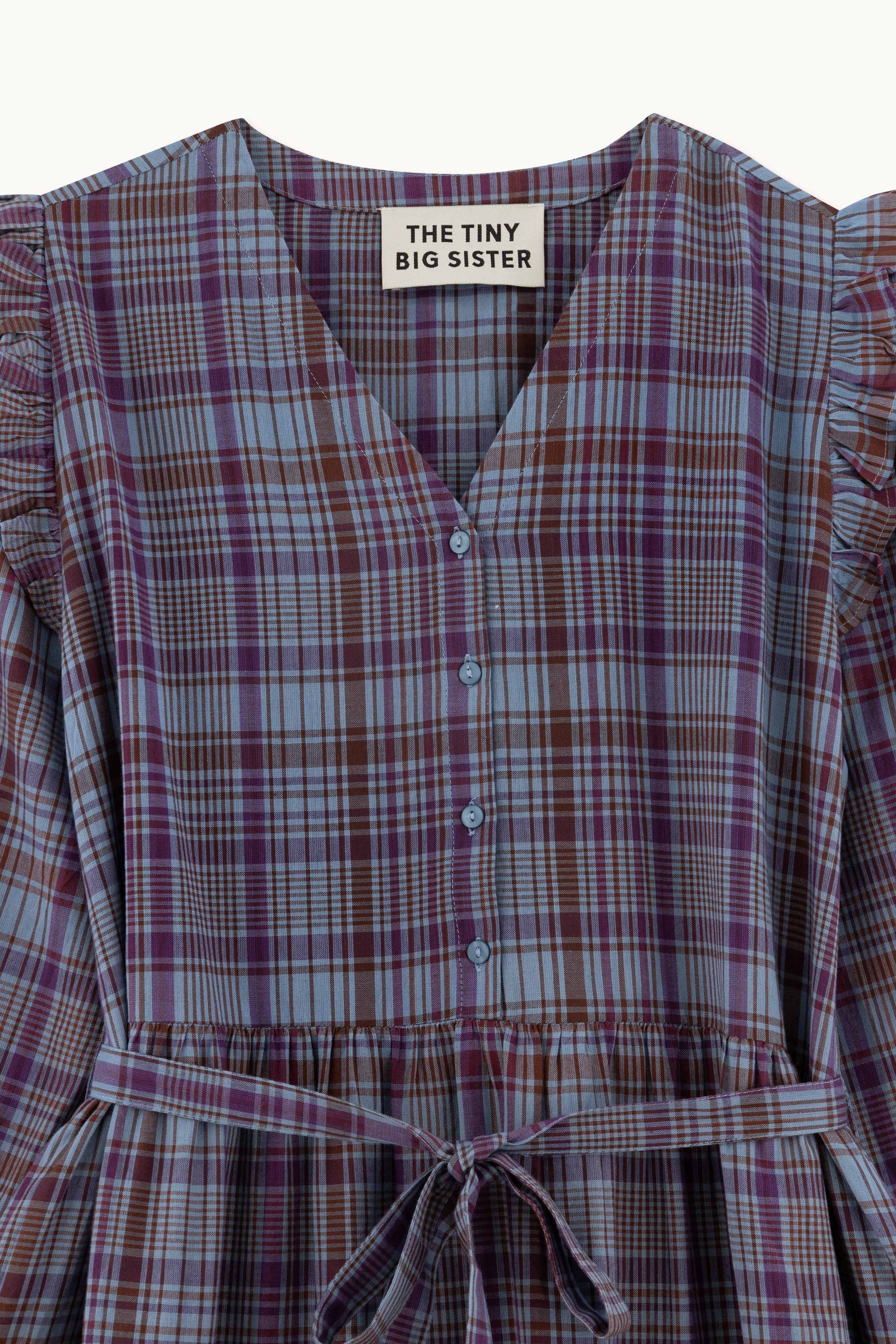 CUELLO EN V CHECK VESTIDO