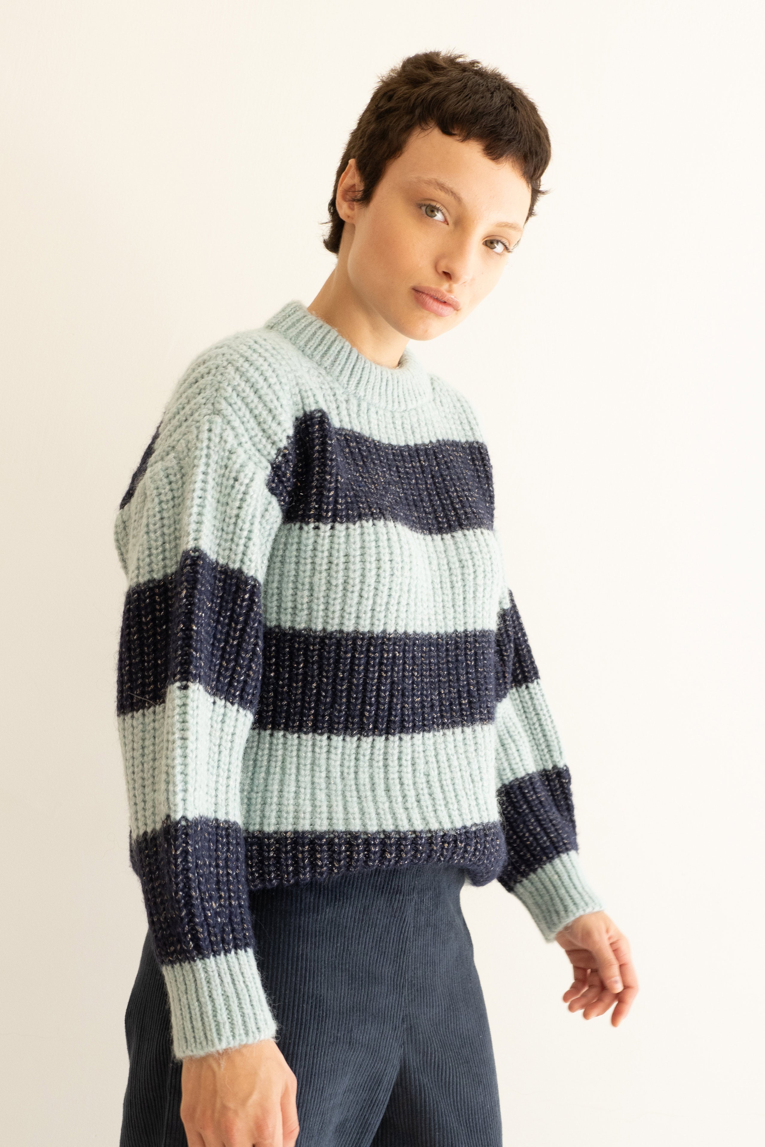 ALINA SHINY STRIPED SWEATER