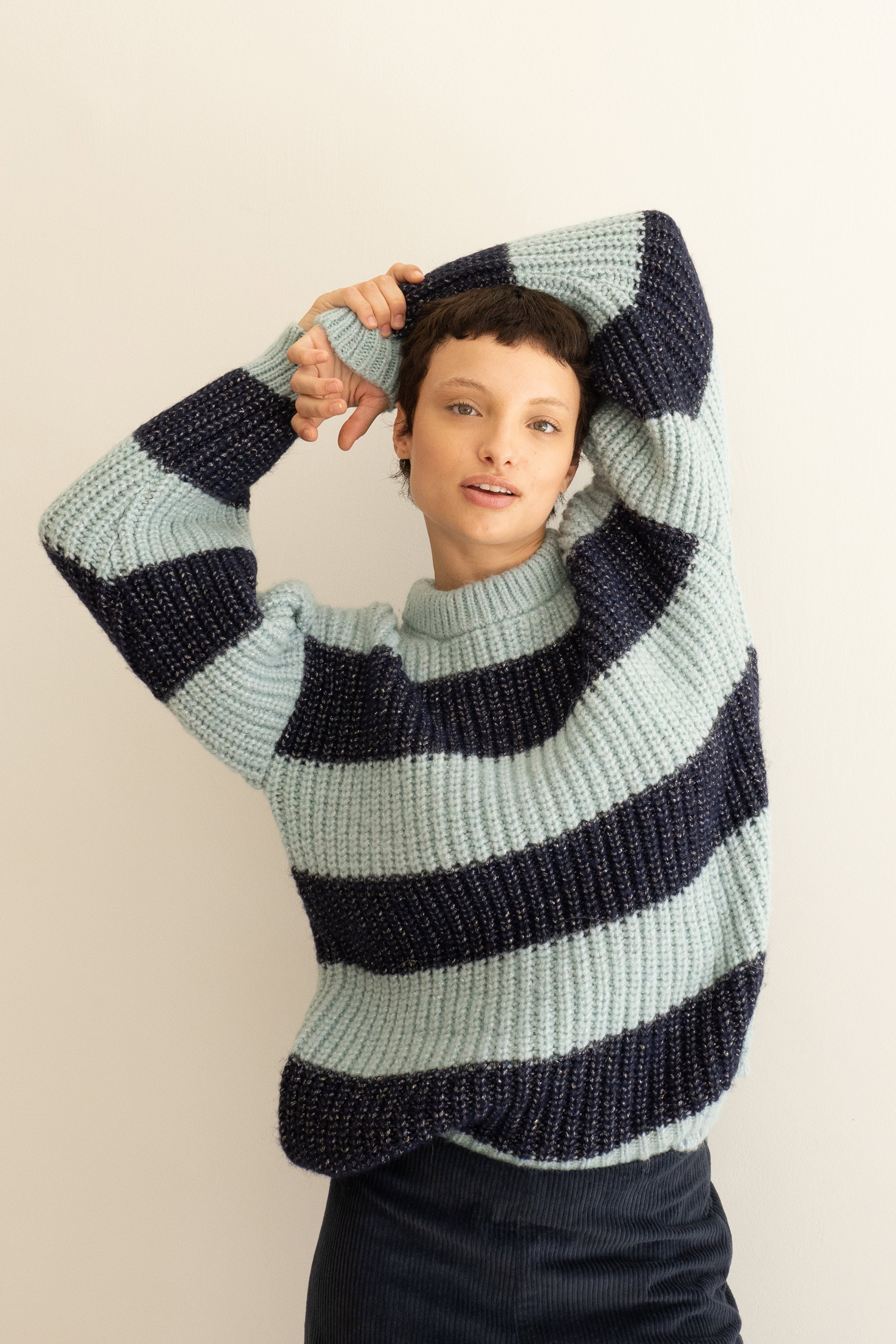ALINA SHINY STRIPED SWEATER