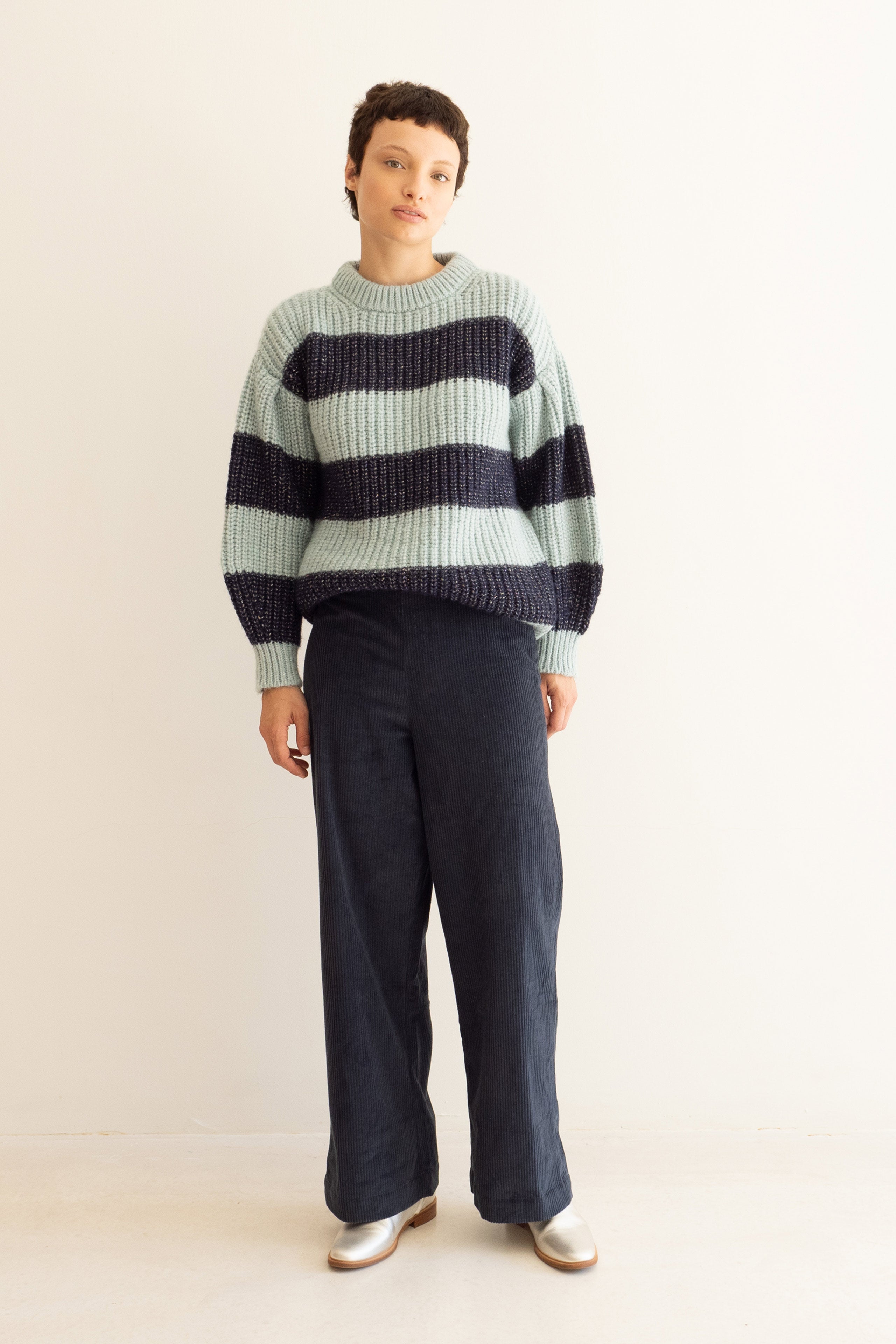 ALINA SHINY STRIPED SWEATER