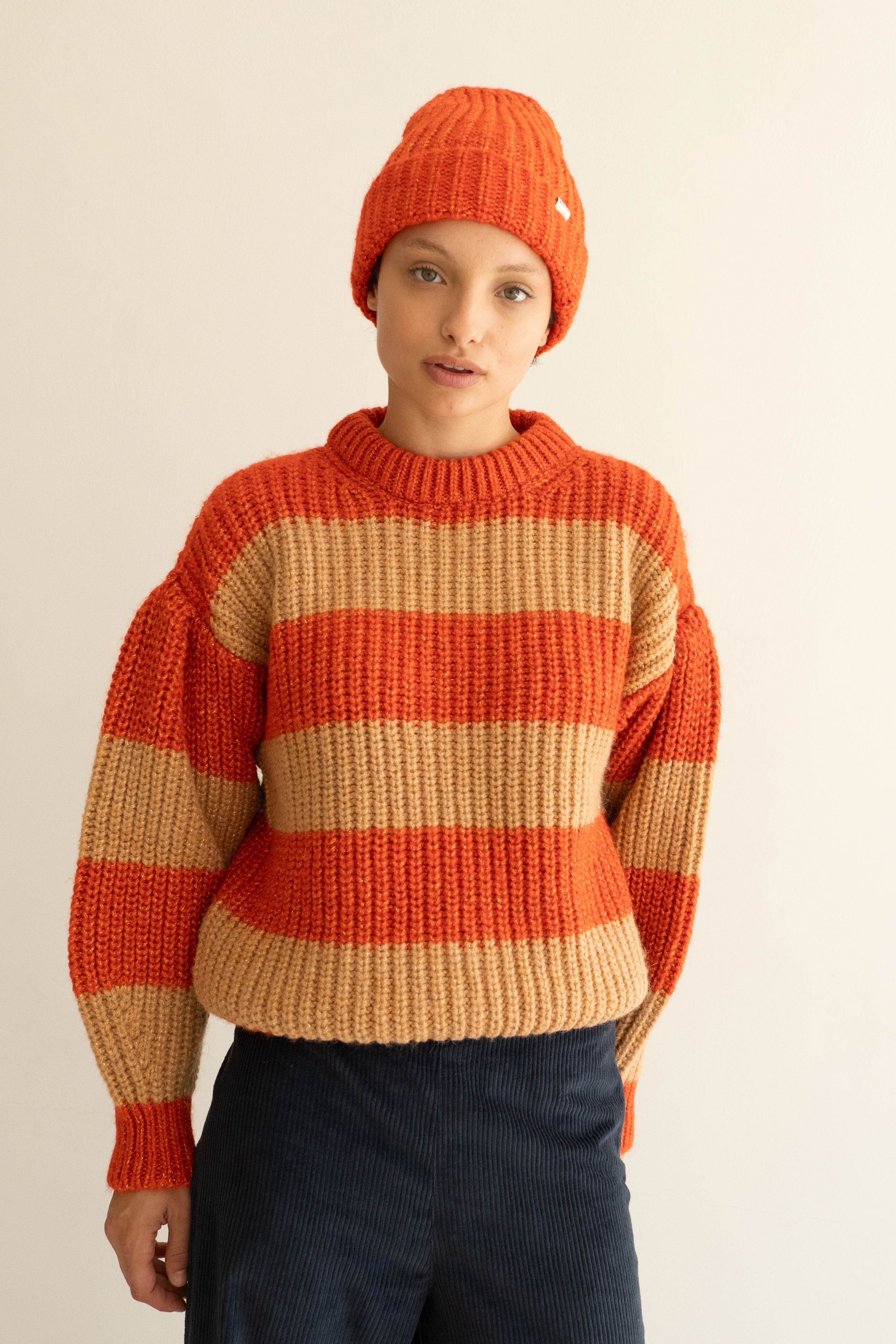 ALINA SHINY STRIPED SWEATER