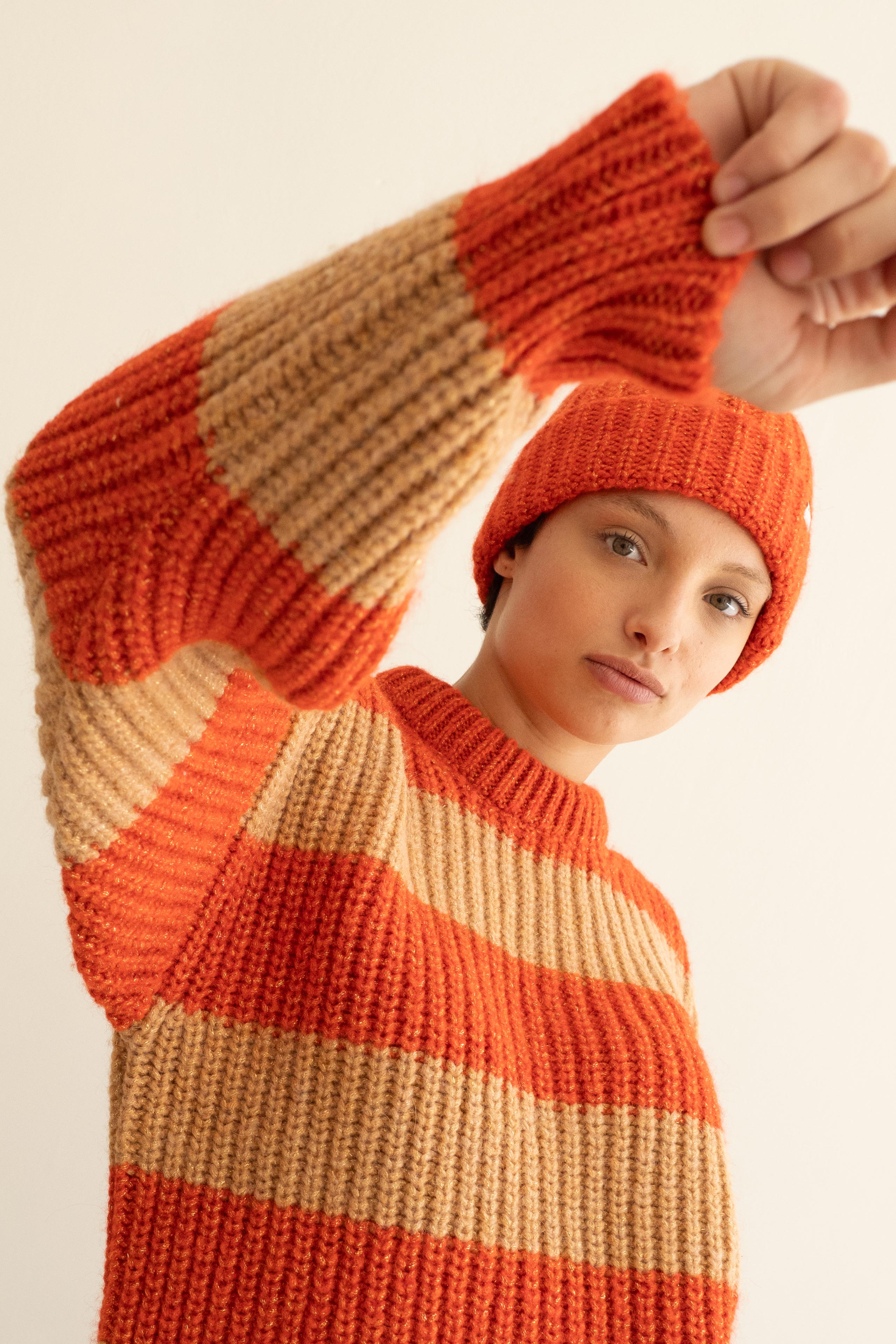 ALINA SHINY STRIPED SWEATER