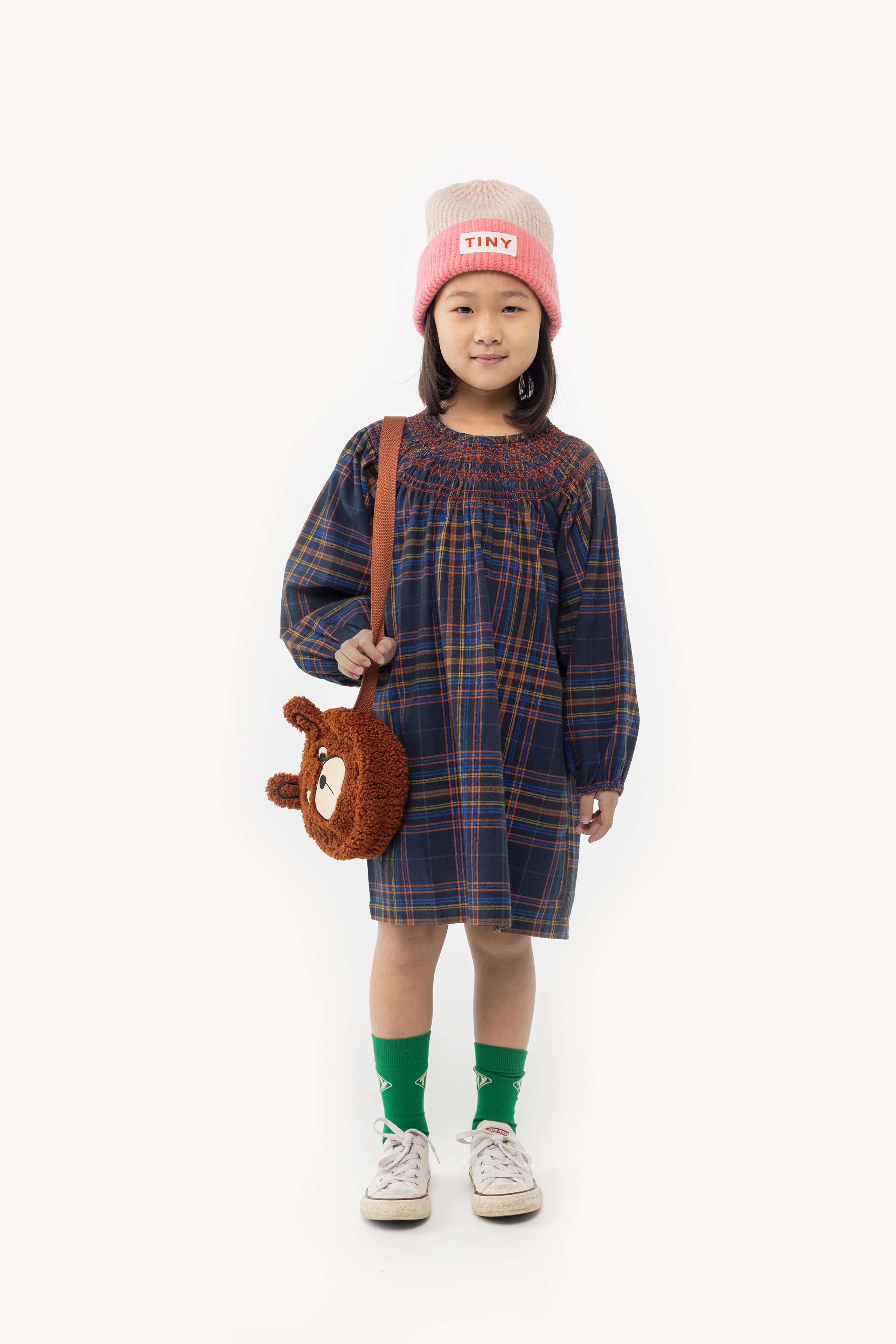 SMOCKED FLANNEL DRESS